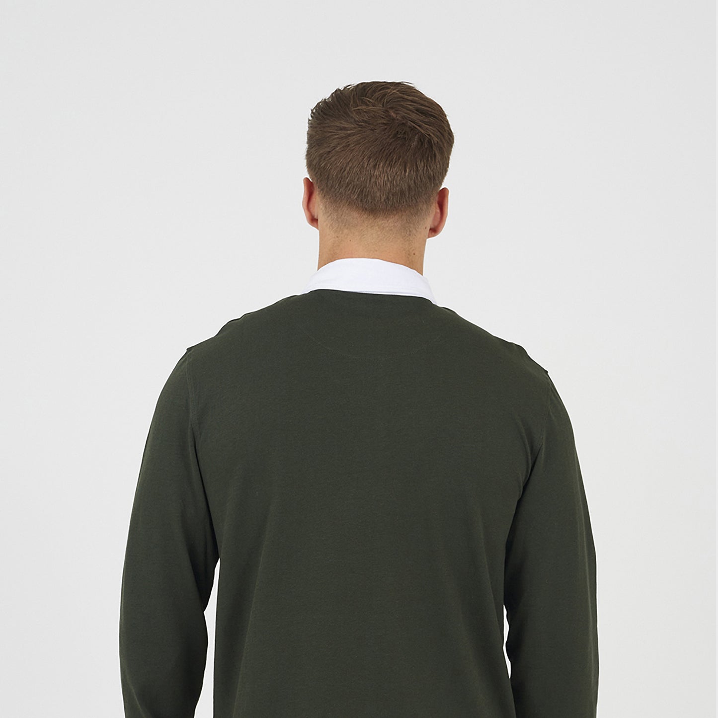 Brave Soul Dark Green Solid Colour Rugby Shirt - Dark Green Image 2
