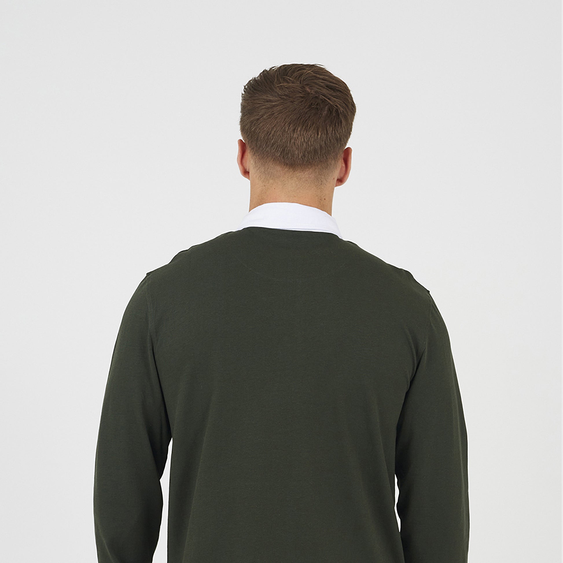 Brave Soul Dark Green Solid Colour Rugby Shirt - Dark Green Image 2