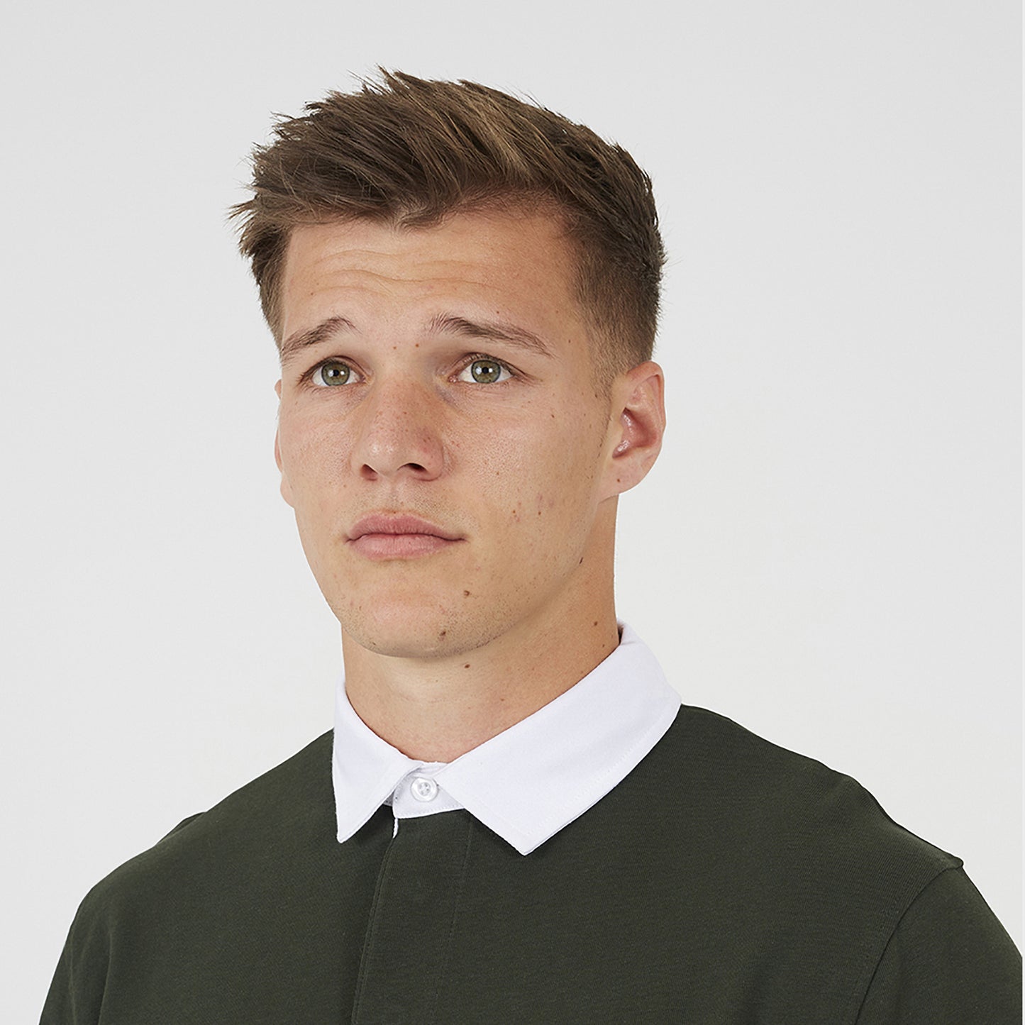 Brave Soul Dark Green Solid Colour Rugby Shirt - Dark Green Image 4