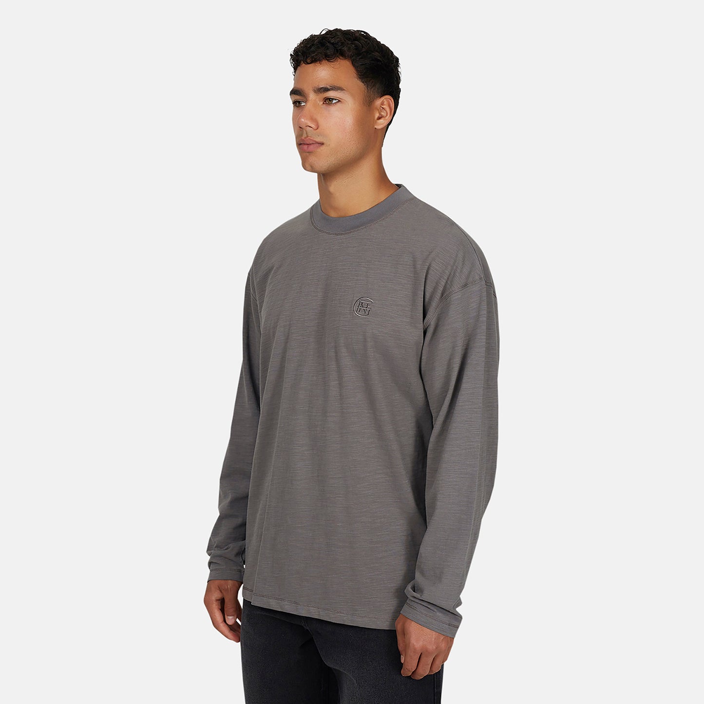 Good For Nothing  Dark Grey Relaxed Long Sleeve T-Shirt - Dark Grey Image 3