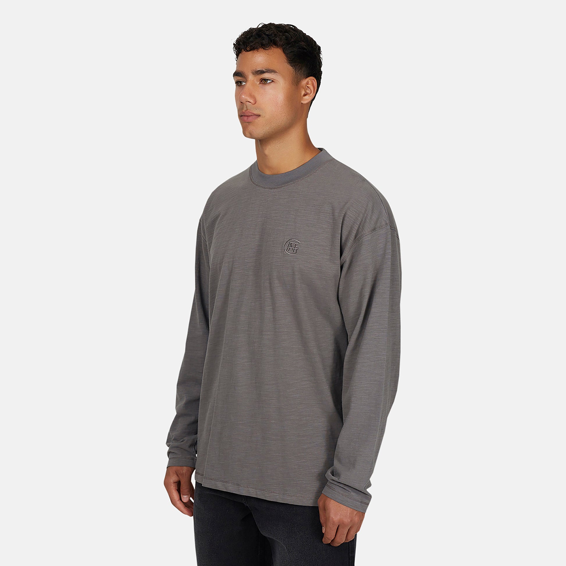 Good For Nothing  Dark Grey Relaxed Long Sleeve T-Shirt - Dark Grey Image 3