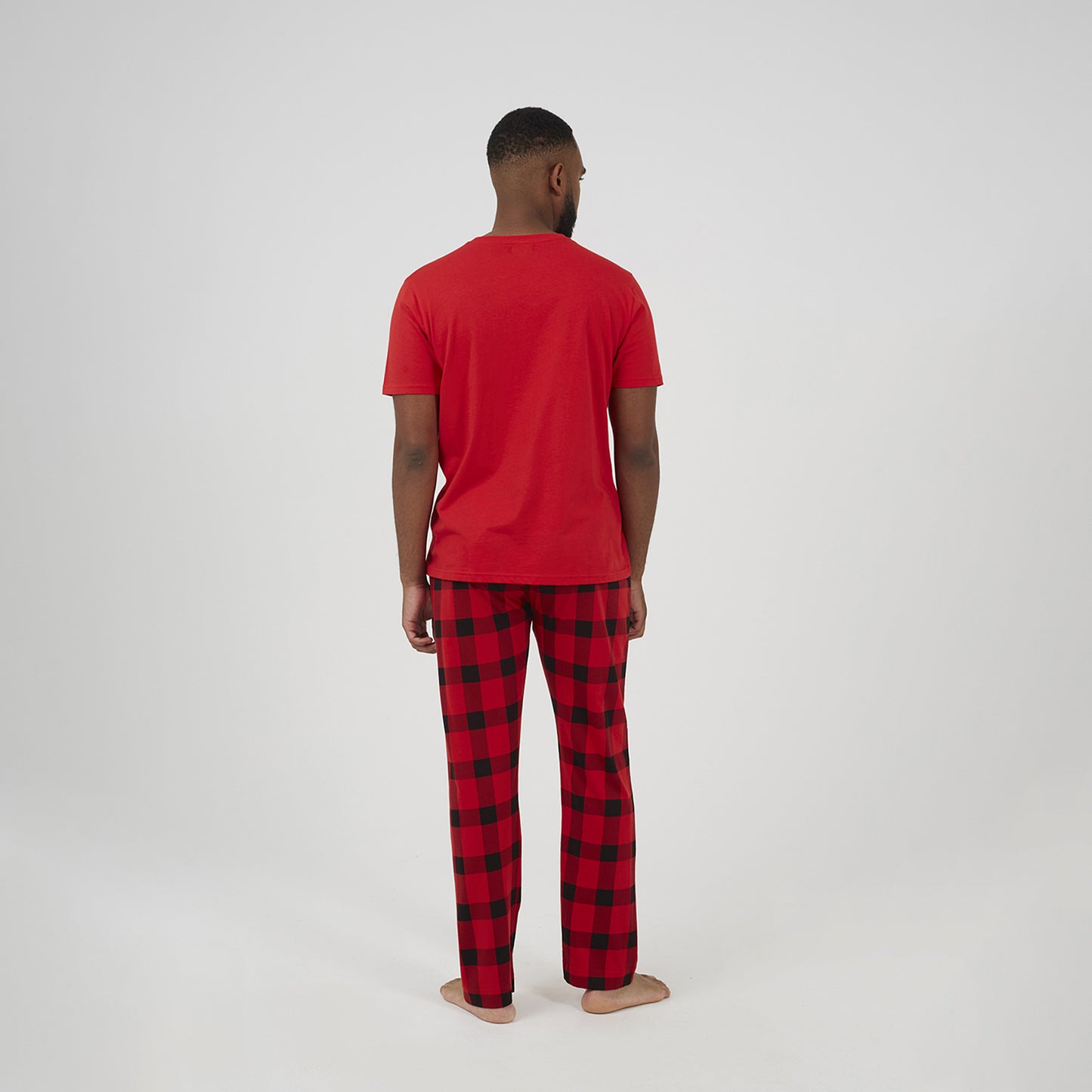 Brave Soul Red Check Print Christmas Loungewear Set - Red Image 2