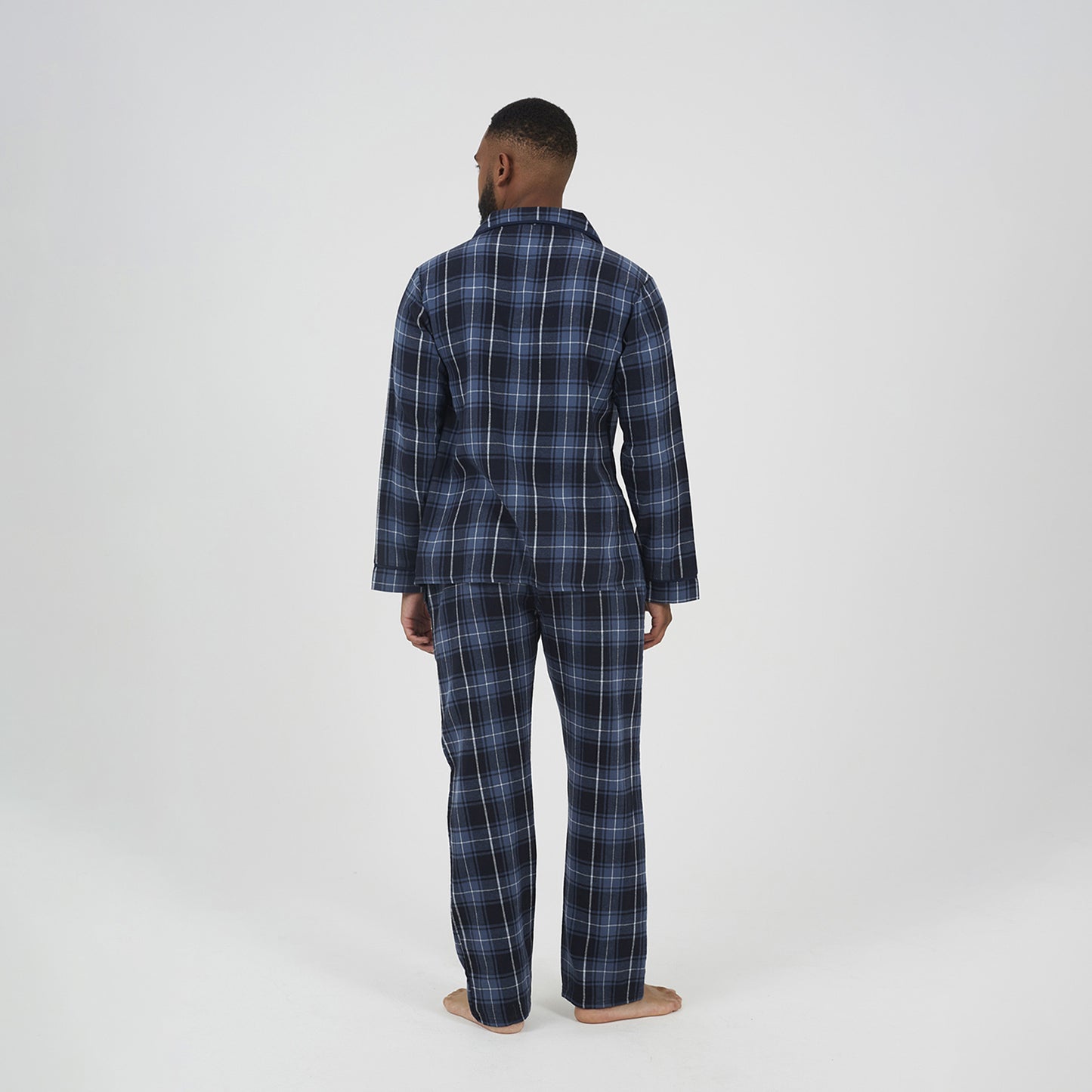 Brave Soul Navy Checked Long Sleeve Pyjama Set - Navy Image 2