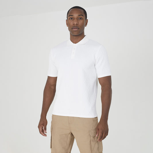 Brave Soul off white Short Sleeve Jacquard Polo Shirt - off white Image 1