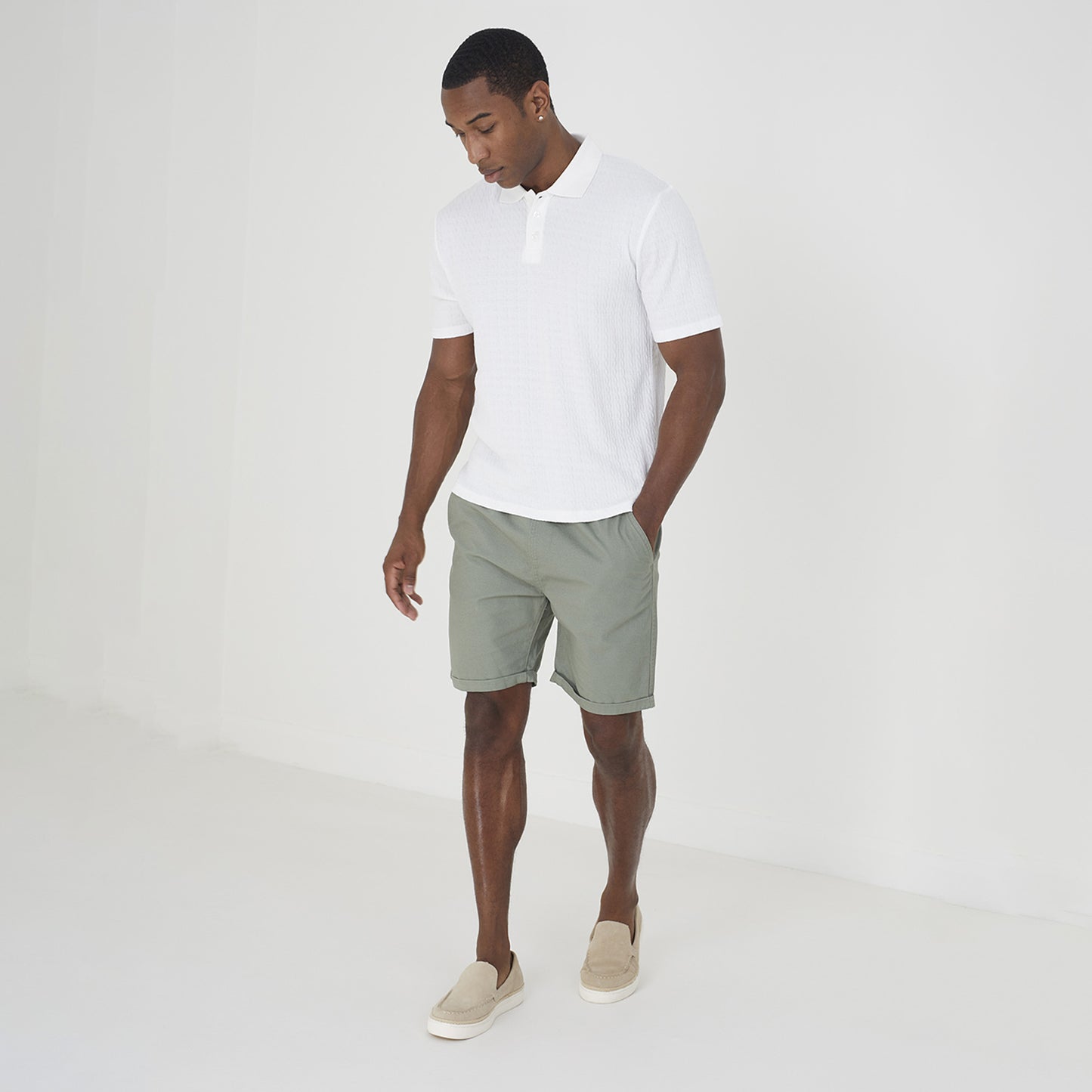 Brave Soul White Short Sleeve Polo Shirt - White Image 3