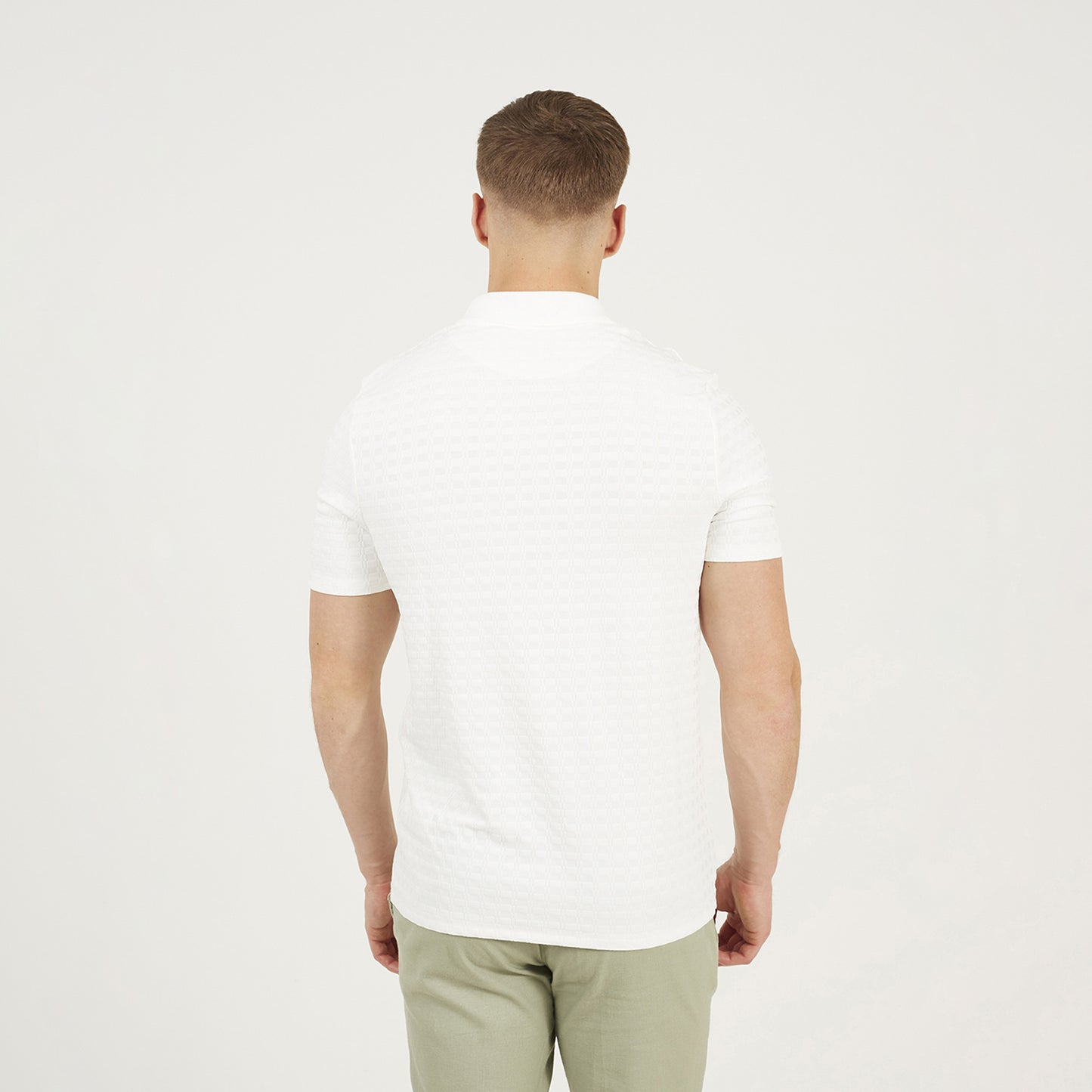 Brave Soul Off White Jacquard Polo Shirt - Off White Image 2