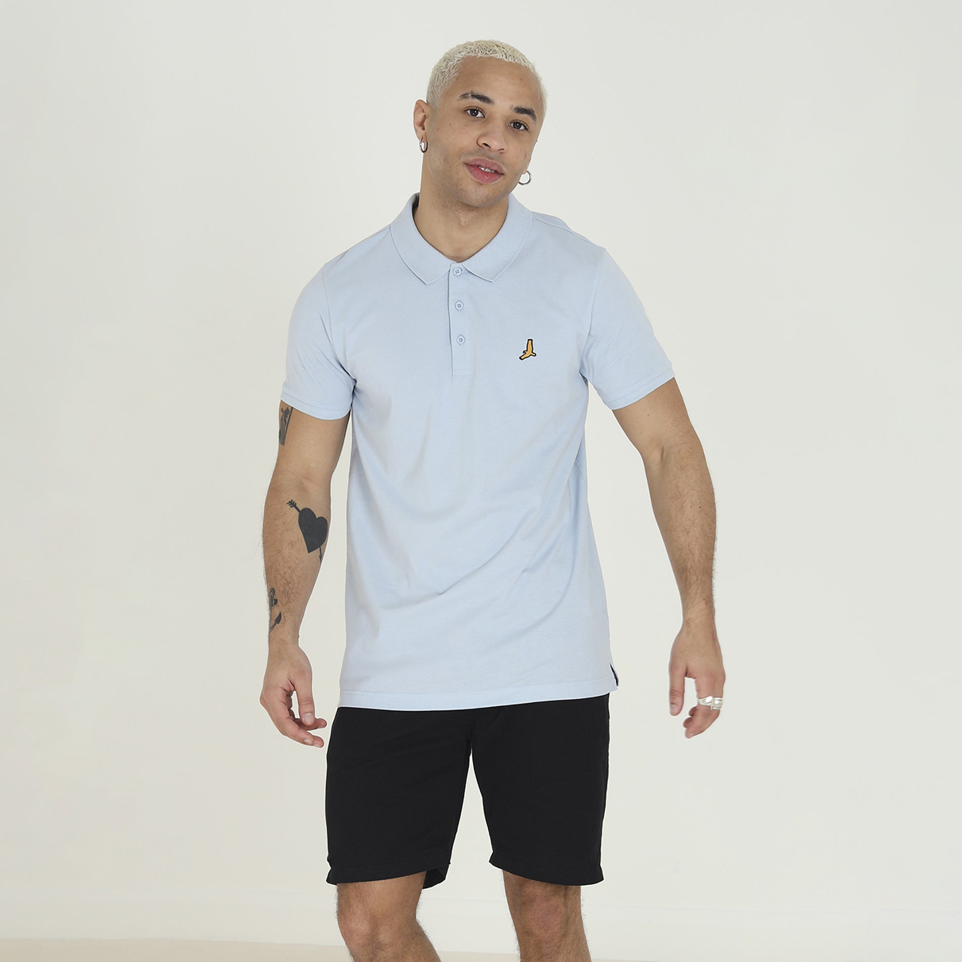 Brave Soul Baby Blue 3 Pack Cotton Jersey Polo Shirts - Baby Blue Image 2