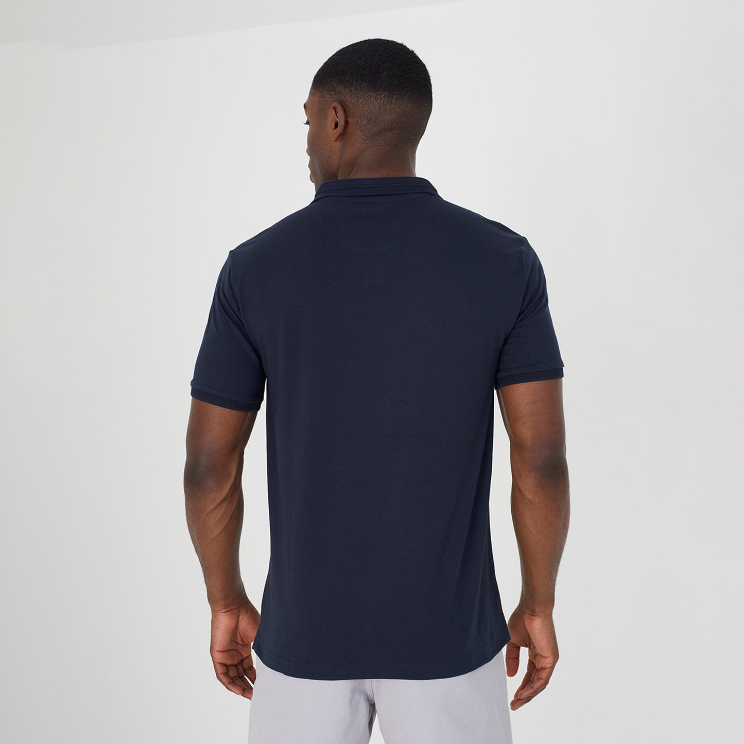 Brave Soul Navy Short Sleeve Jacquard Trim Polo Shirt - Navy Image 2