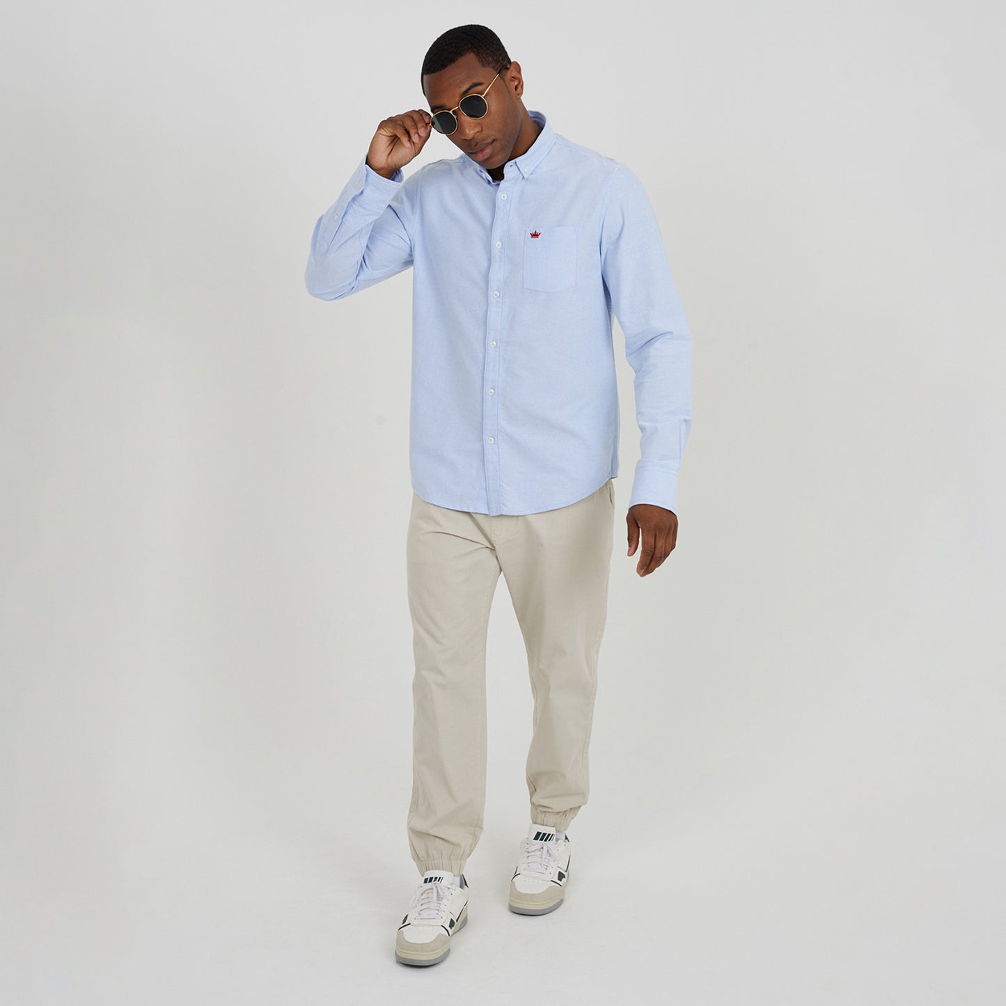 Brave Soul Light Blue Cotton Long Sleeve Oxford Shirt - Light Blue Image 3