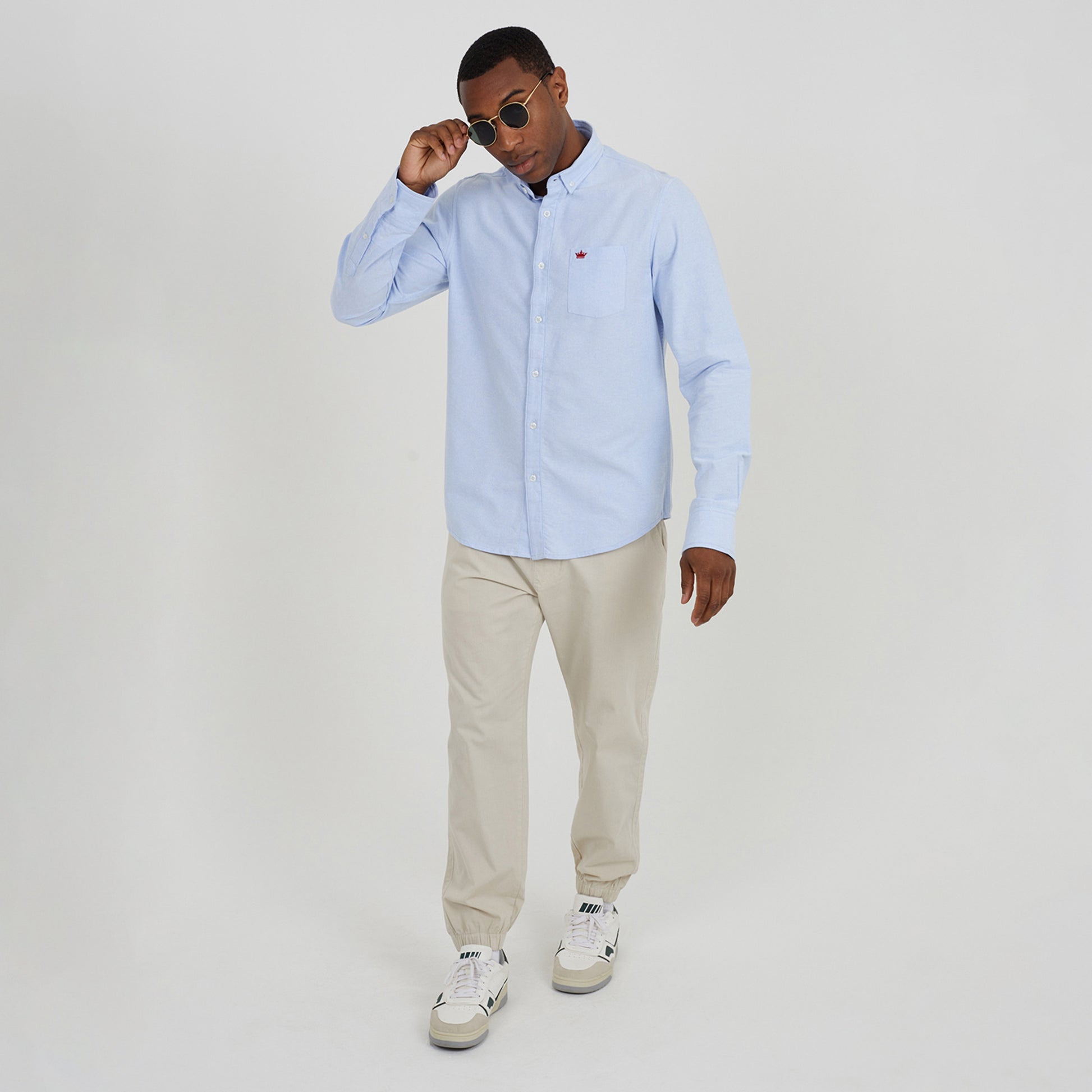 Brave Soul Light Blue Cotton Long Sleeve Oxford Shirt - Light Blue Image 3