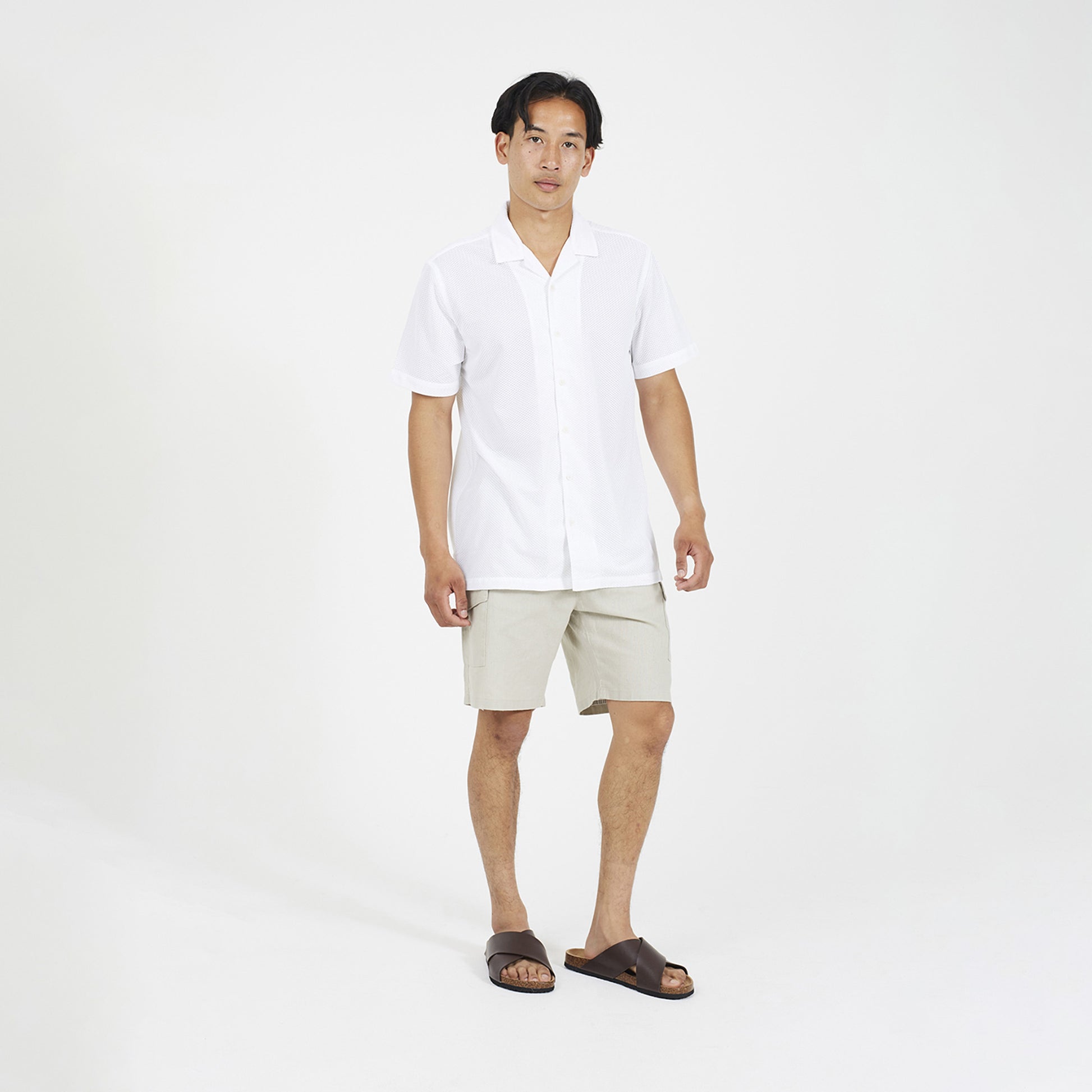 Brave Soul Off White Revere Collar Short Sleeve Shirt - Off White Image 3