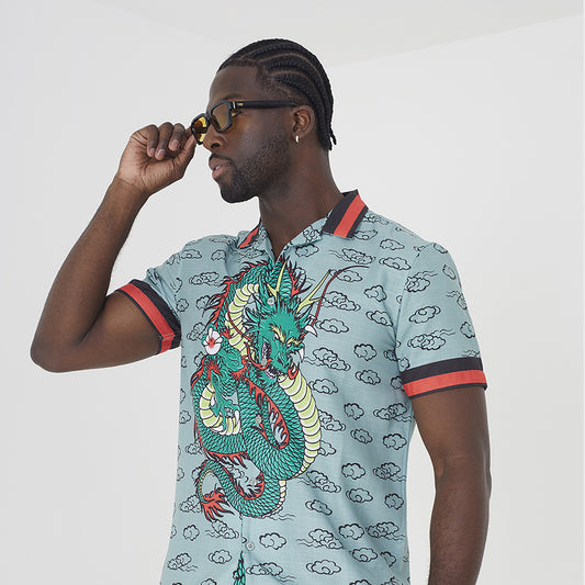 Brave Soul Pale Green Graphic Print Short Sleeve Shirt - Pale Green Image 1