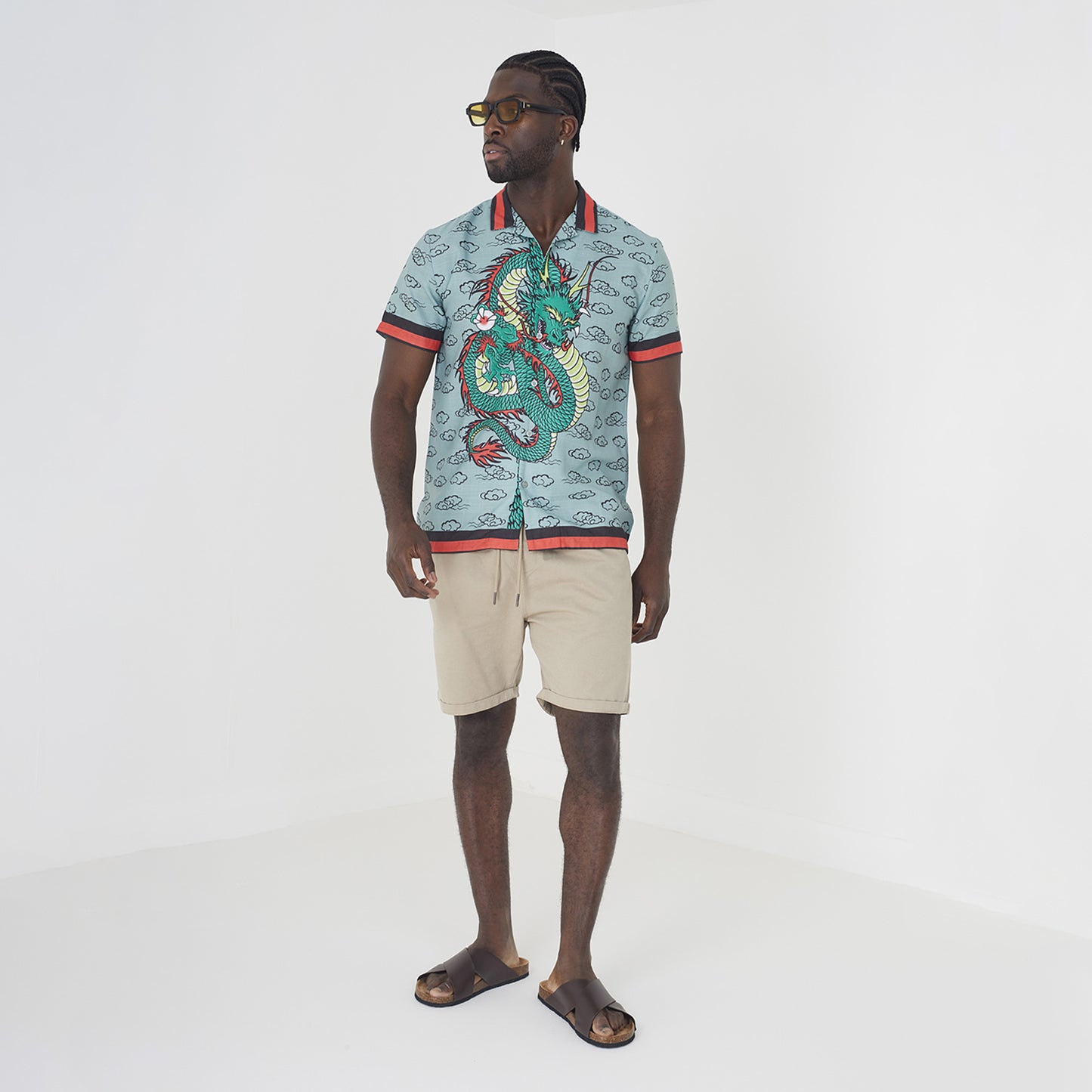 Brave Soul Pale Green Graphic Print Short Sleeve Shirt - Pale Green Image 3