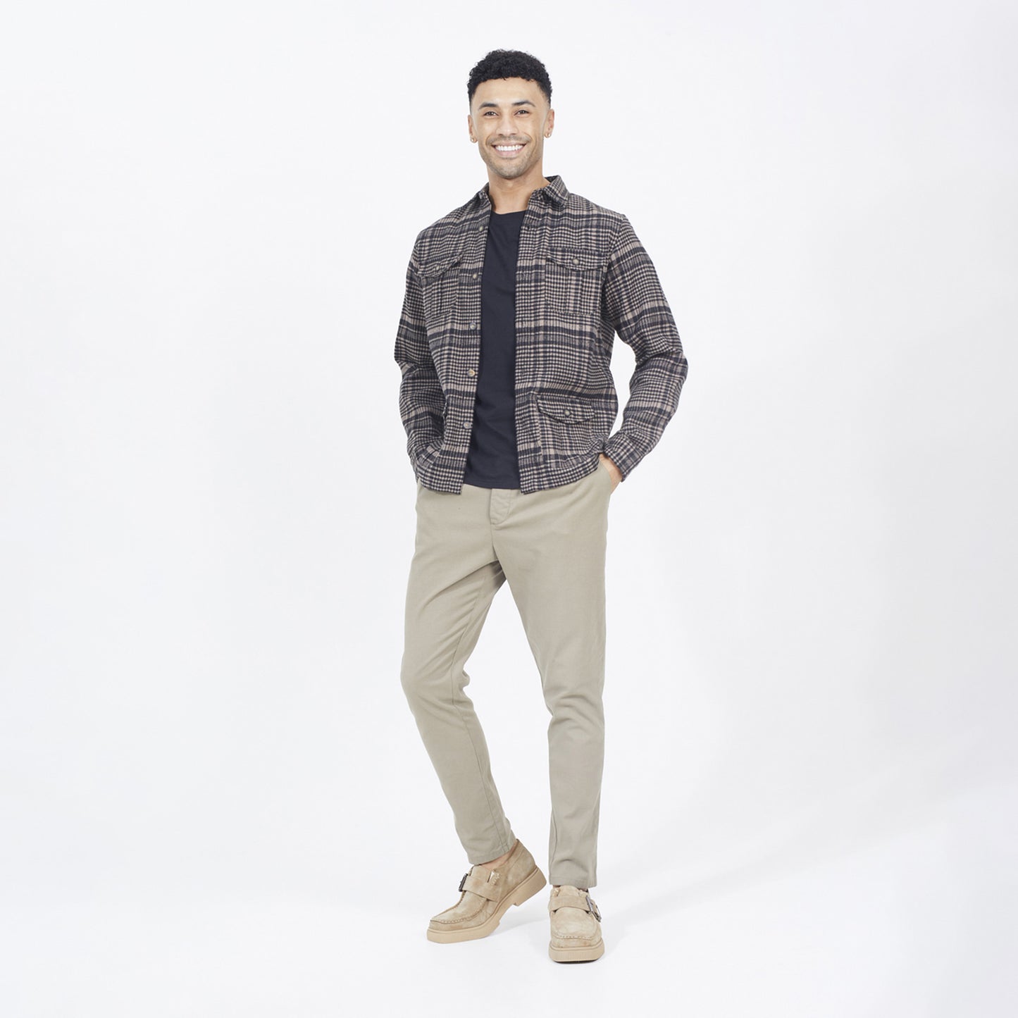 Brave Soul Black Cotton Blend Long Sleeve Check Shirt - Black Image 3