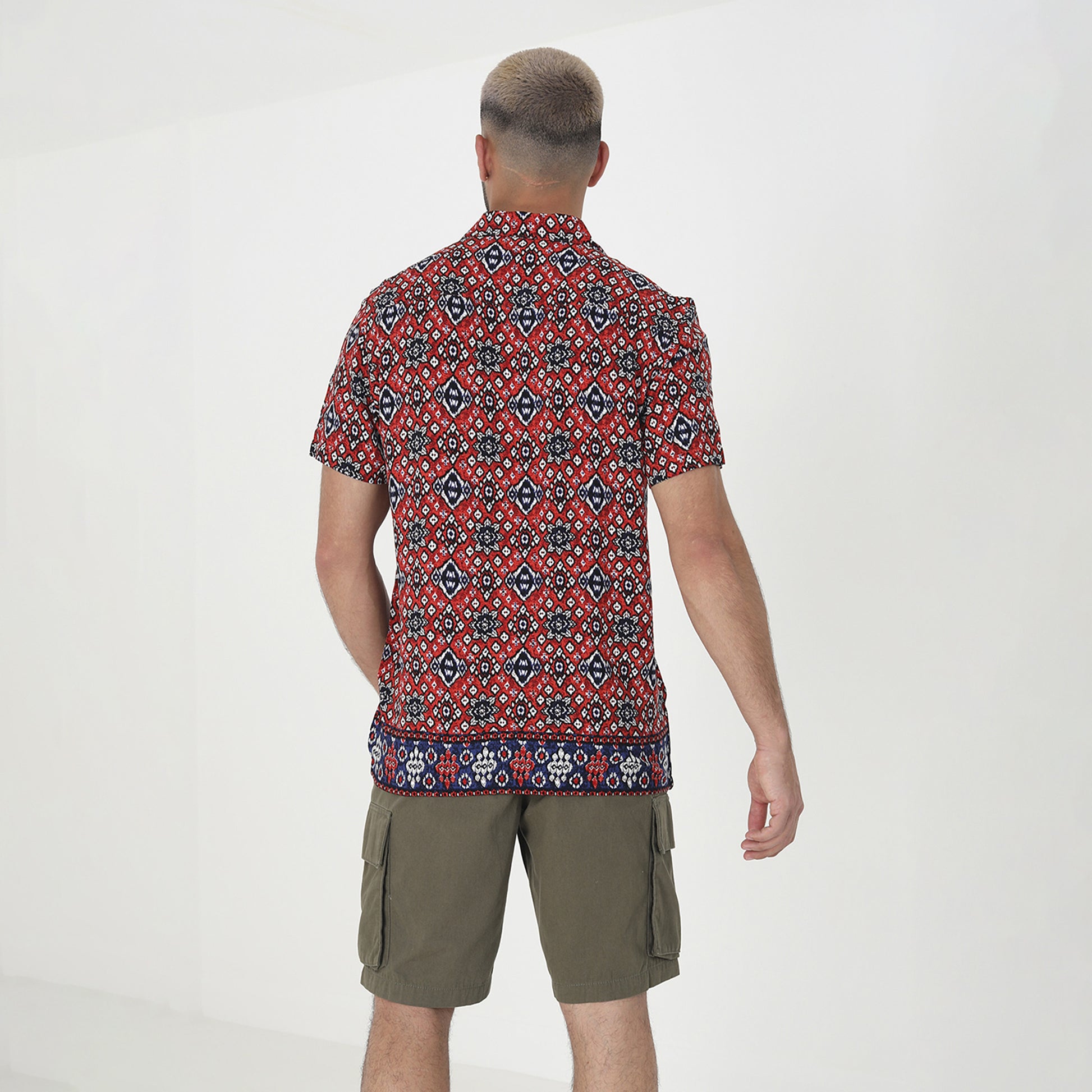 Brave Soul Red Revere Collar Print Shirt - Red Image 2
