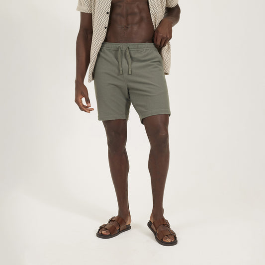 Brave Soul Pale Green Seersucker Shorts - Pale Green Image 1