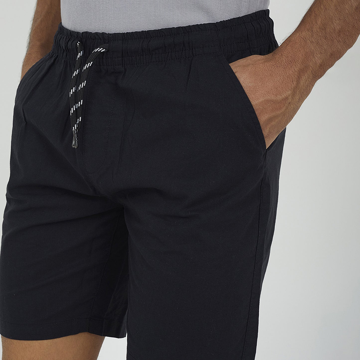 Brave Soul Black Recycled Cotton Elasticated Waist Shorts - Black Image 4