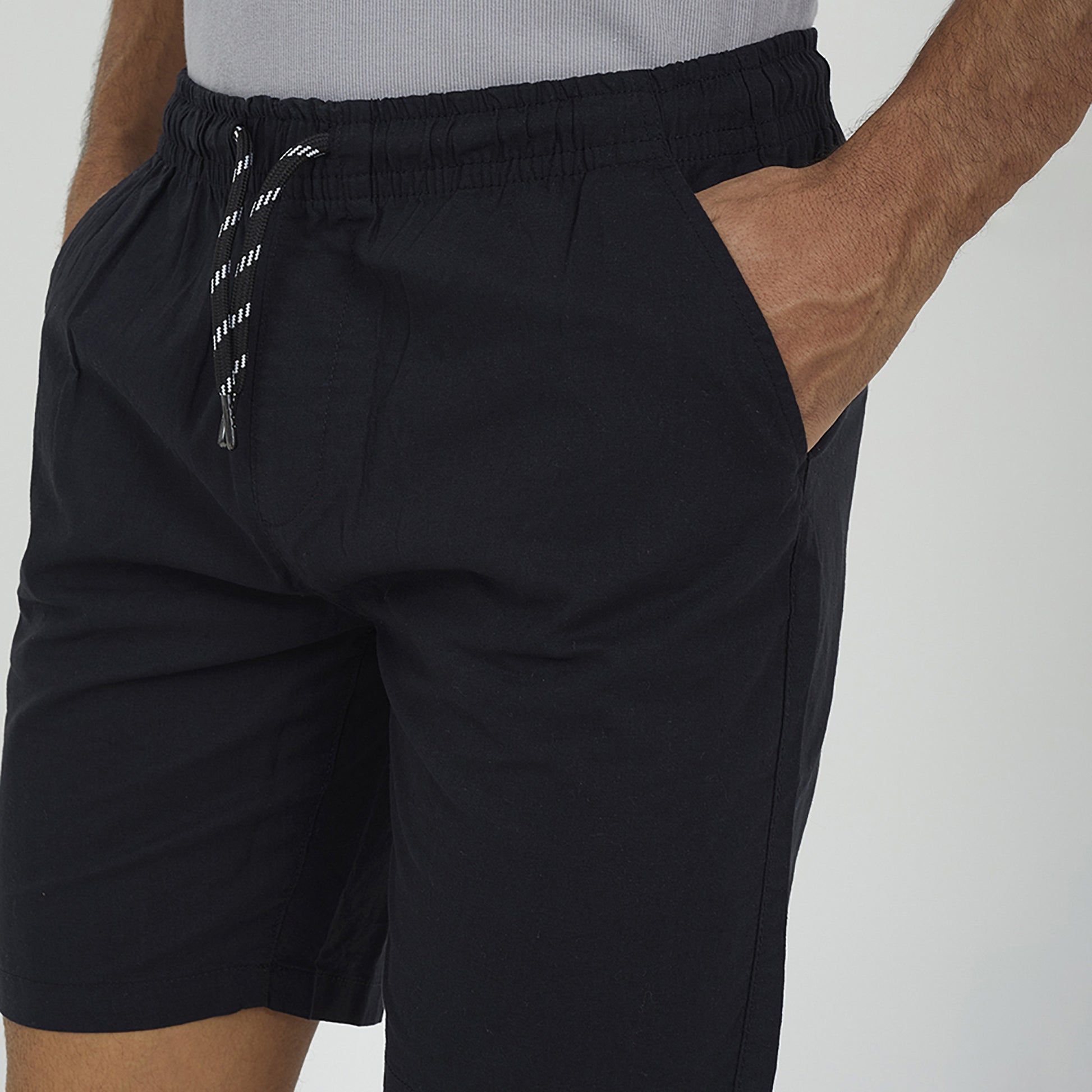 Brave Soul Black Recycled Cotton Elasticated Waist Shorts - Black Image 4