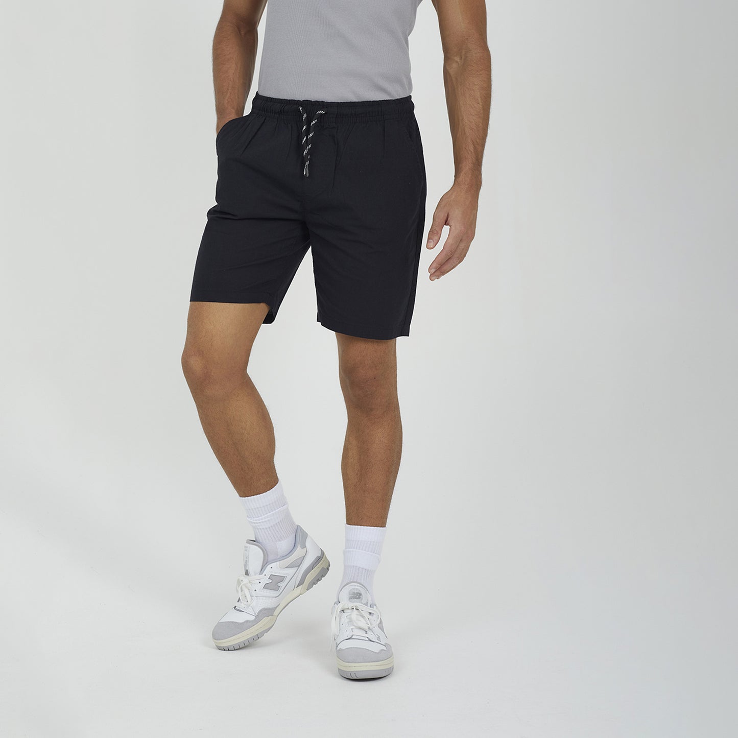 Brave Soul Black Recycled Cotton Elasticated Waist Shorts - Black Image 1