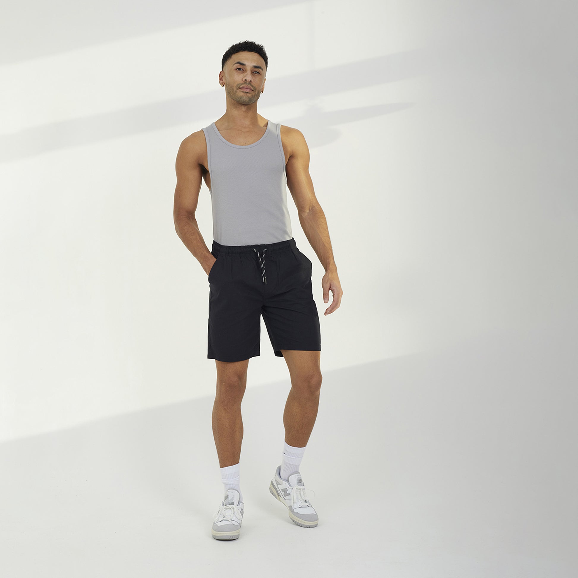 Brave Soul Black Recycled Cotton Elasticated Waist Shorts - Black Image 3