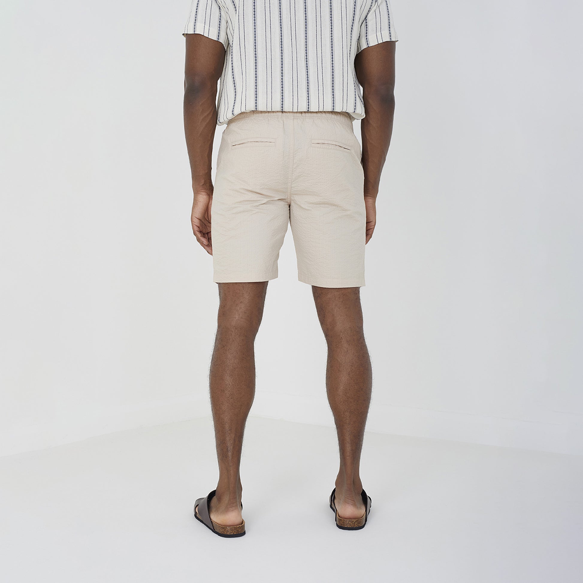 Brave Soul Stone Cotton Seersucker Shorts - Stone Image 2