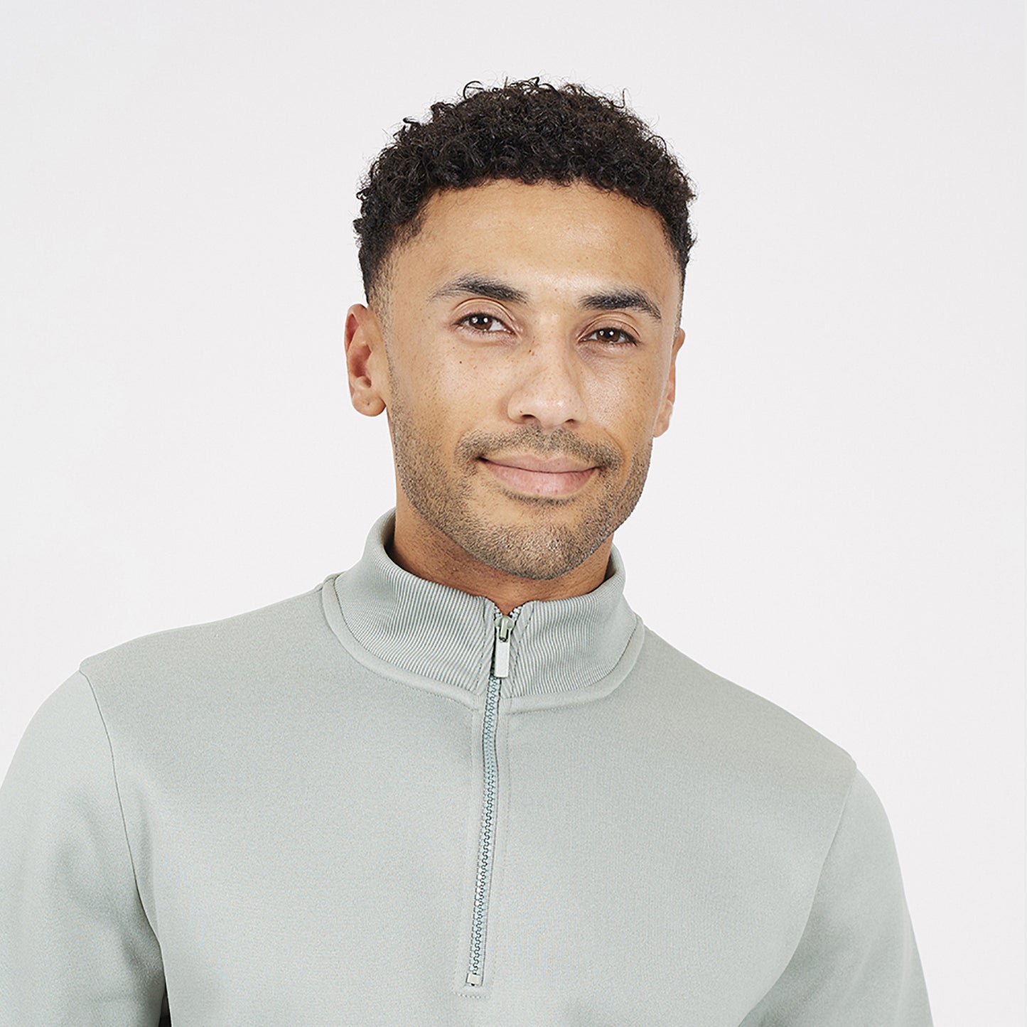 Brave Soul Green Funnel Neck 1/4 Zip Sweatshirt - Green Image 4