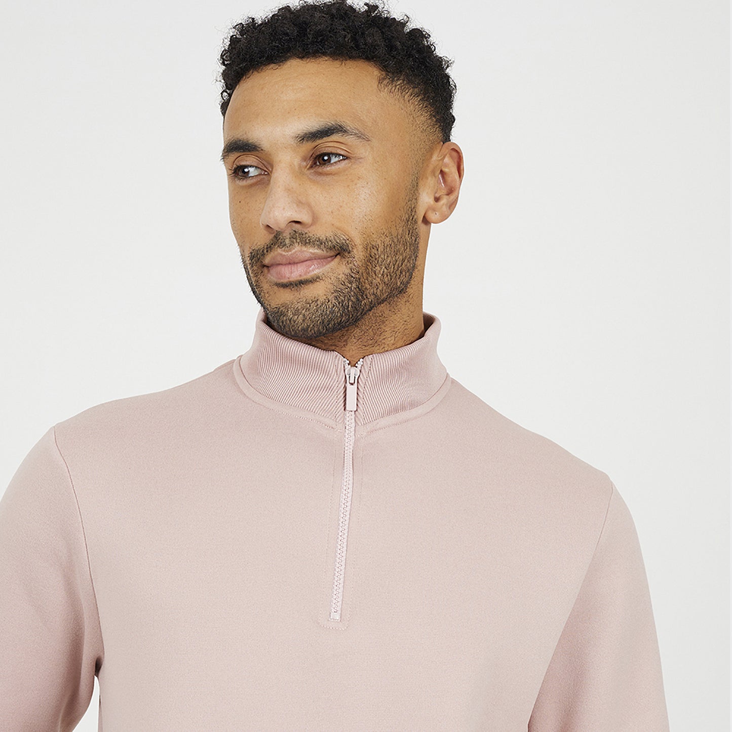 Brave Soul Pink Funnel Neck 1/4 Zip Sweatshirt - Pink Image 4