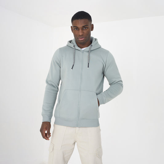 Brave Soul Light Green Zip Through Hoodie - Light Green Image 1