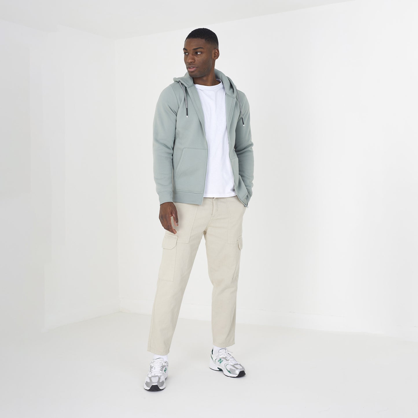 Brave Soul Light Green Zip Through Hoodie - Light Green Image 3