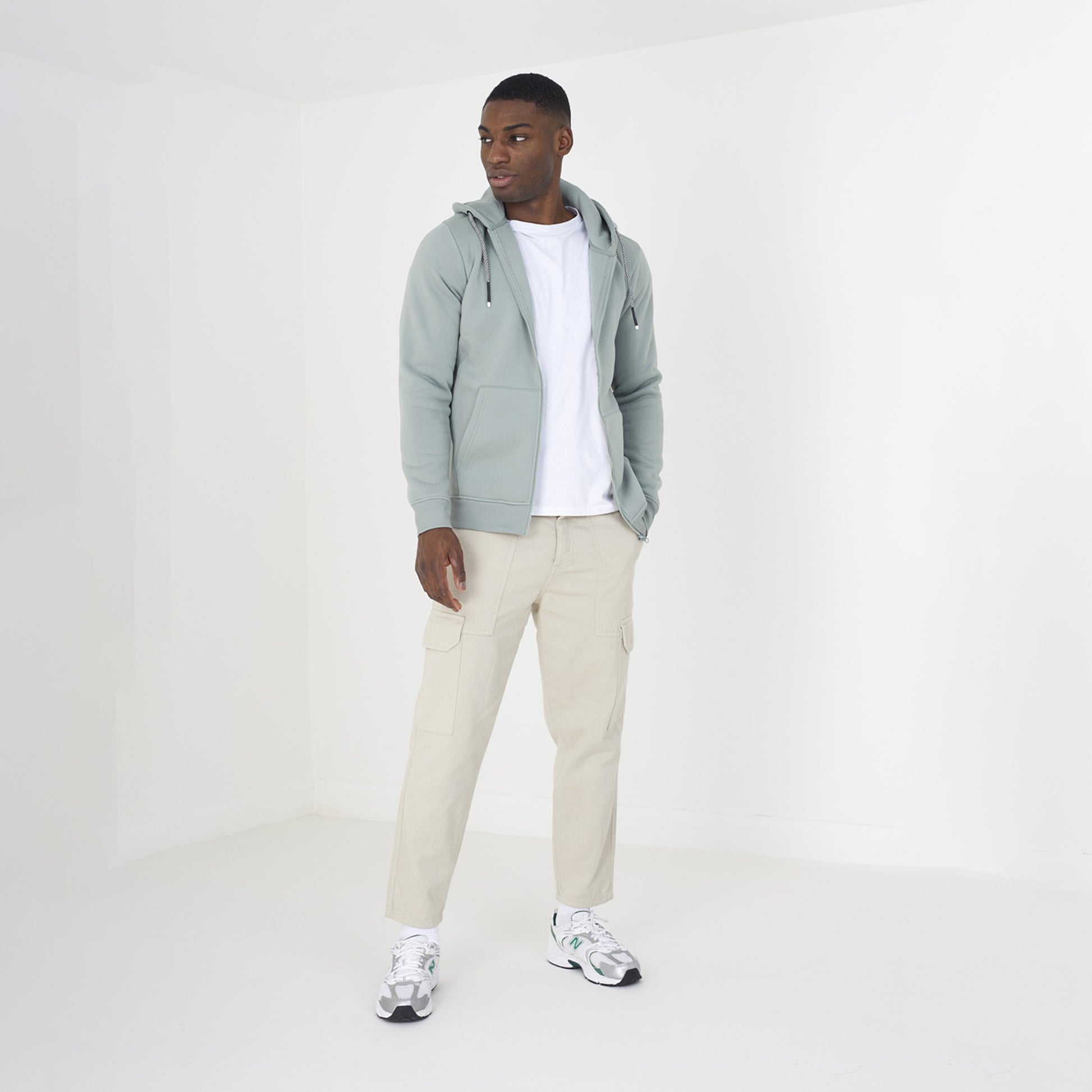 Brave Soul Light Green Zip Through Hoodie - Light Green Image 3