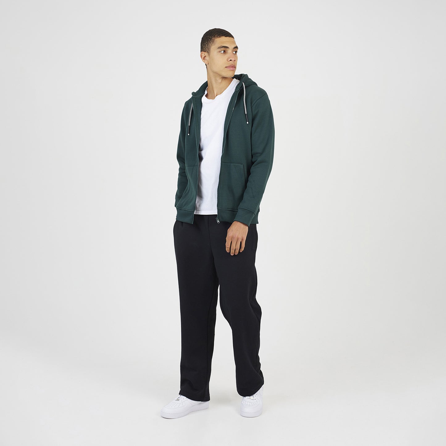 Brave Soul Dark Green Full Zip Hoodie - Dark Green Image 3