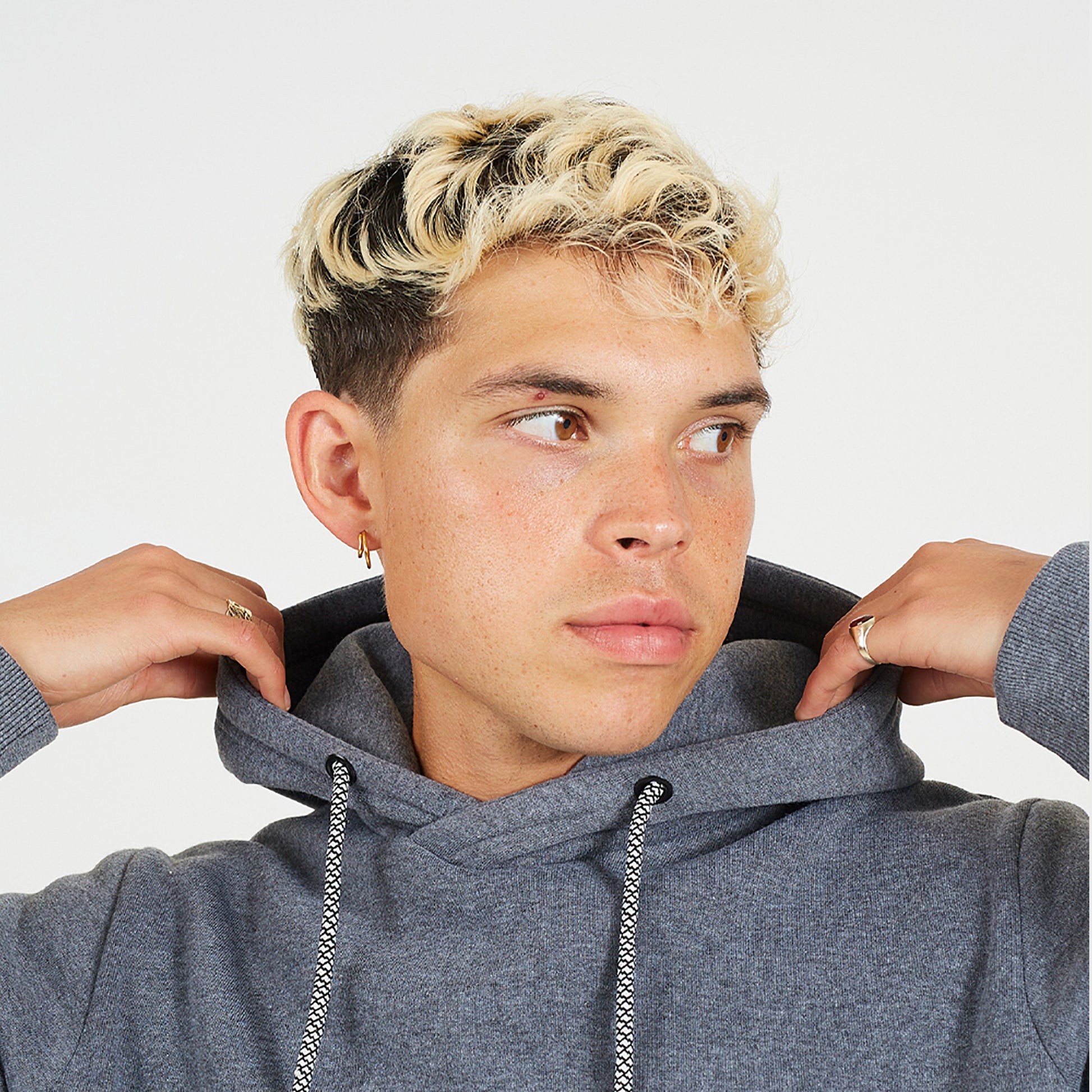 Brave Soul Charcoal 2 Pack Overhead Hoodies - Charcoal Image 3
