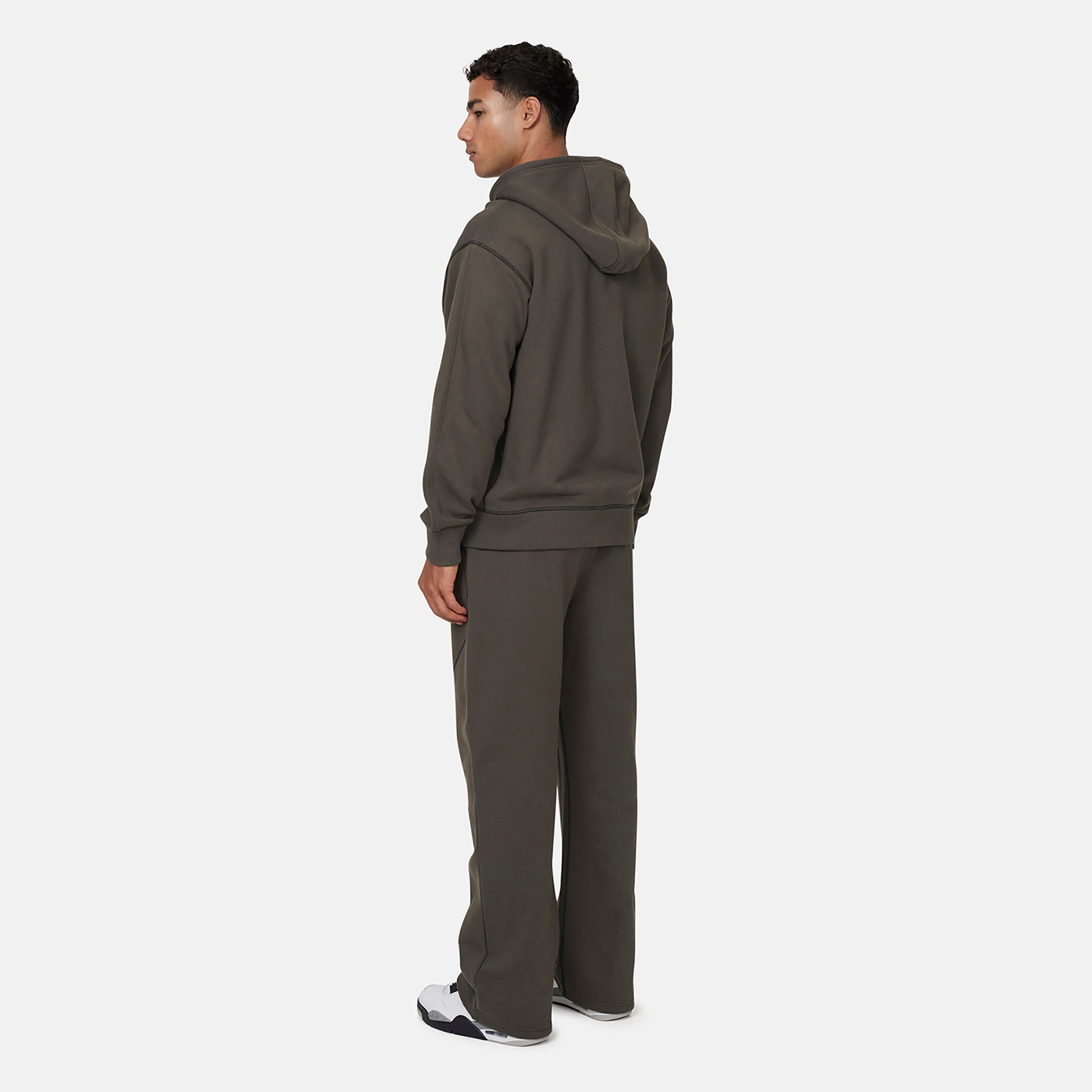 Good For Nothing  Dark Grey Coverlock Stitching Zip Through Hoodie - Dark Grey Image 2