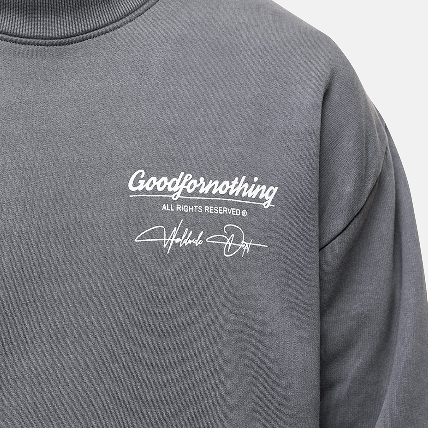 Good For Nothing Grey Graphic Back Print Crew Neck Sweatshirt - Grey Image 3
