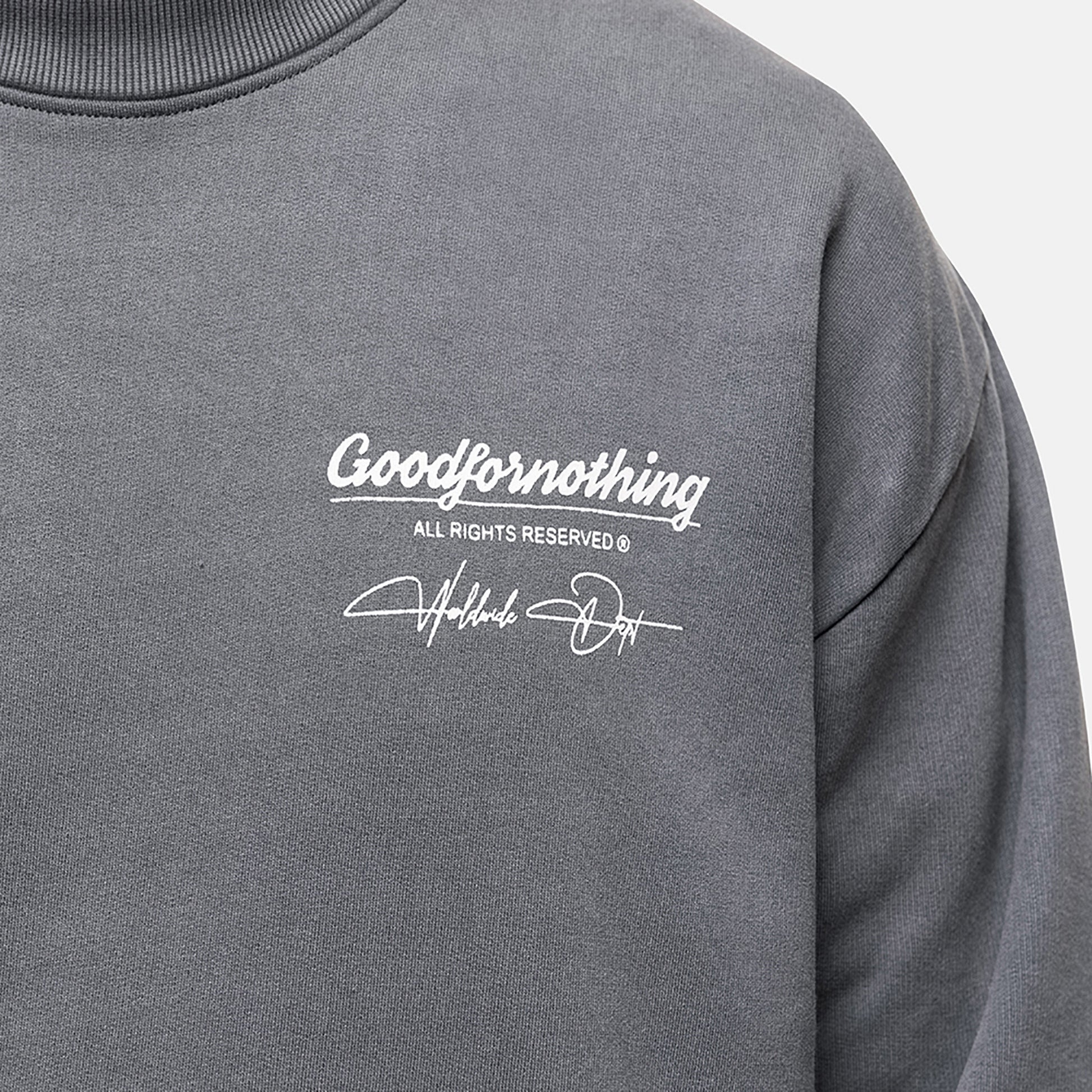 Good For Nothing Grey Graphic Back Print Crew Neck Sweatshirt - Grey Image 3