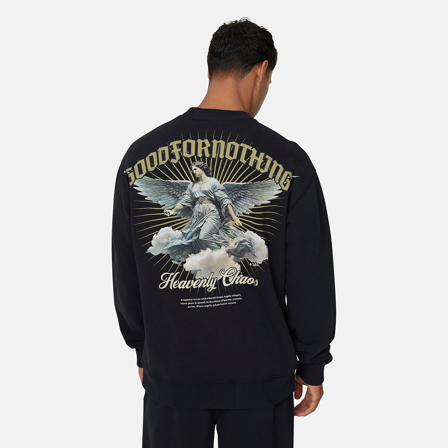 Good For Nothing  Black Graphic Back Print Crew Neck Sweatshirt - Black Image 2