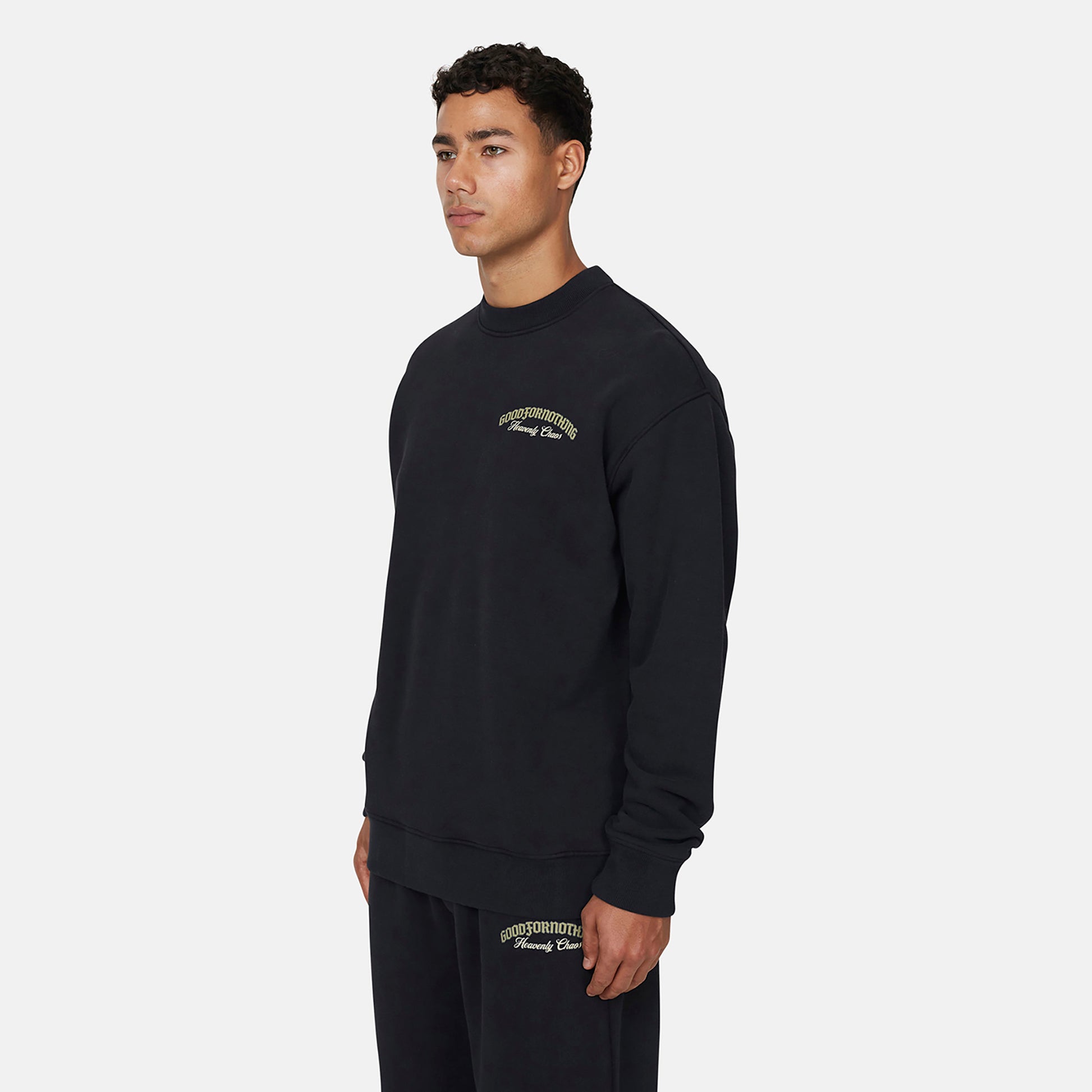Good For Nothing  Black Graphic Back Print Crew Neck Sweatshirt - Black Image 3