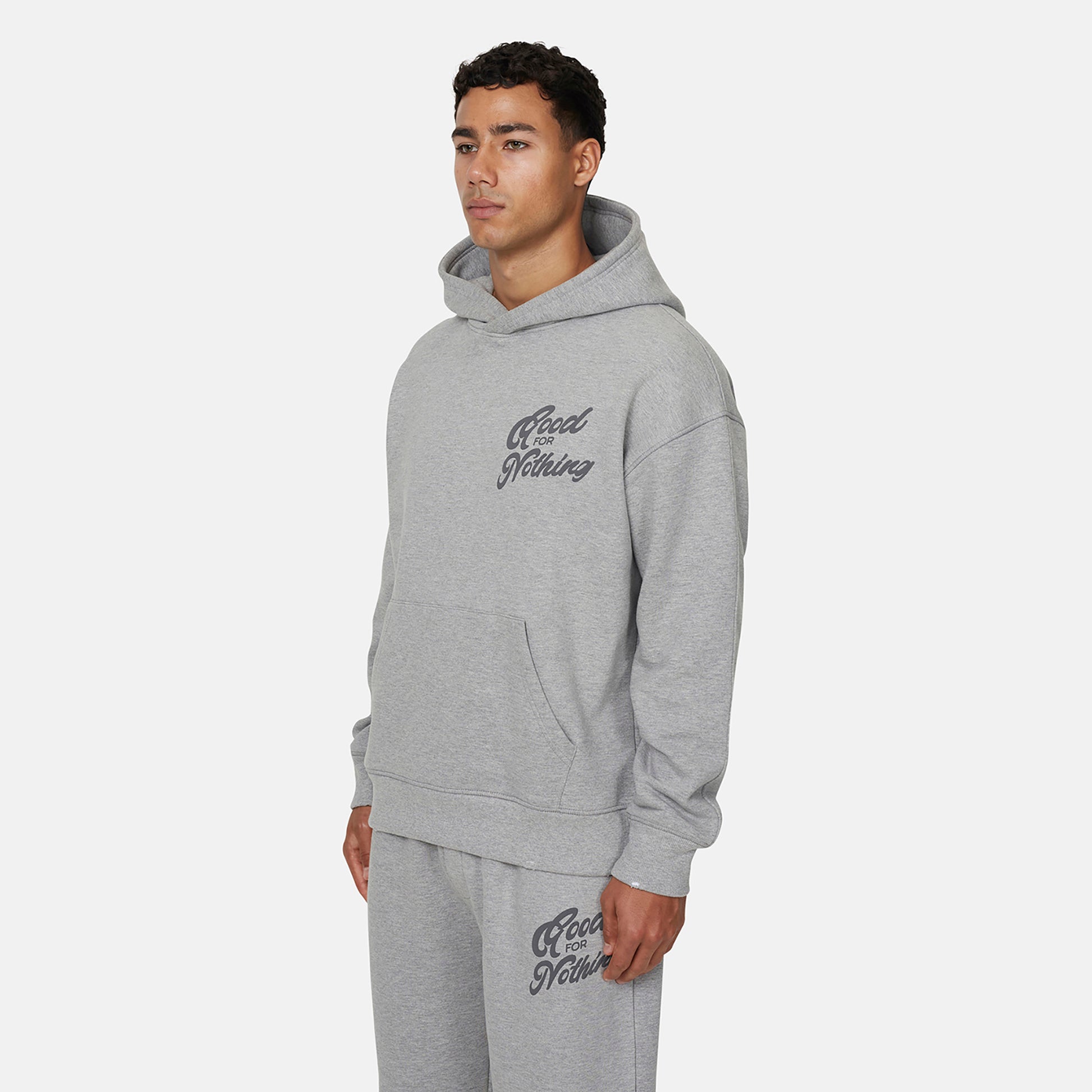 Good For Nothing  Grey Relaxed Hoodie - Grey Image 2