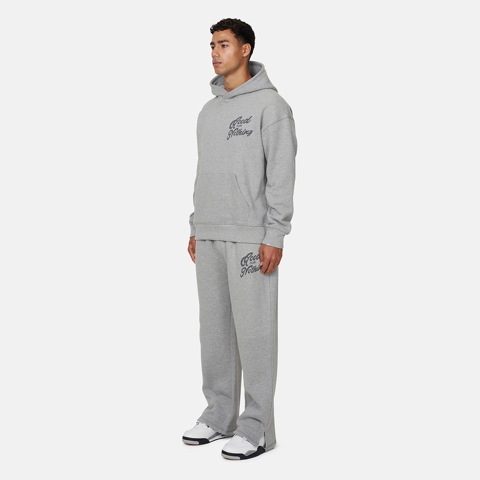 Good For Nothing  Grey Relaxed Hoodie - Grey Image 4