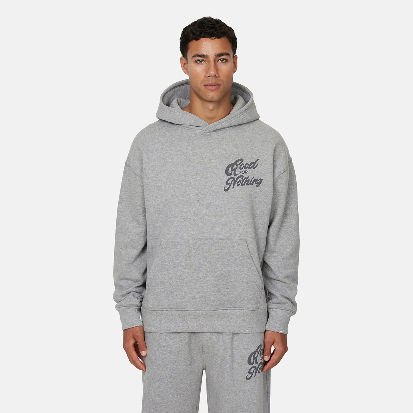 Good For Nothing  Grey Relaxed Hoodie - Grey Image 1