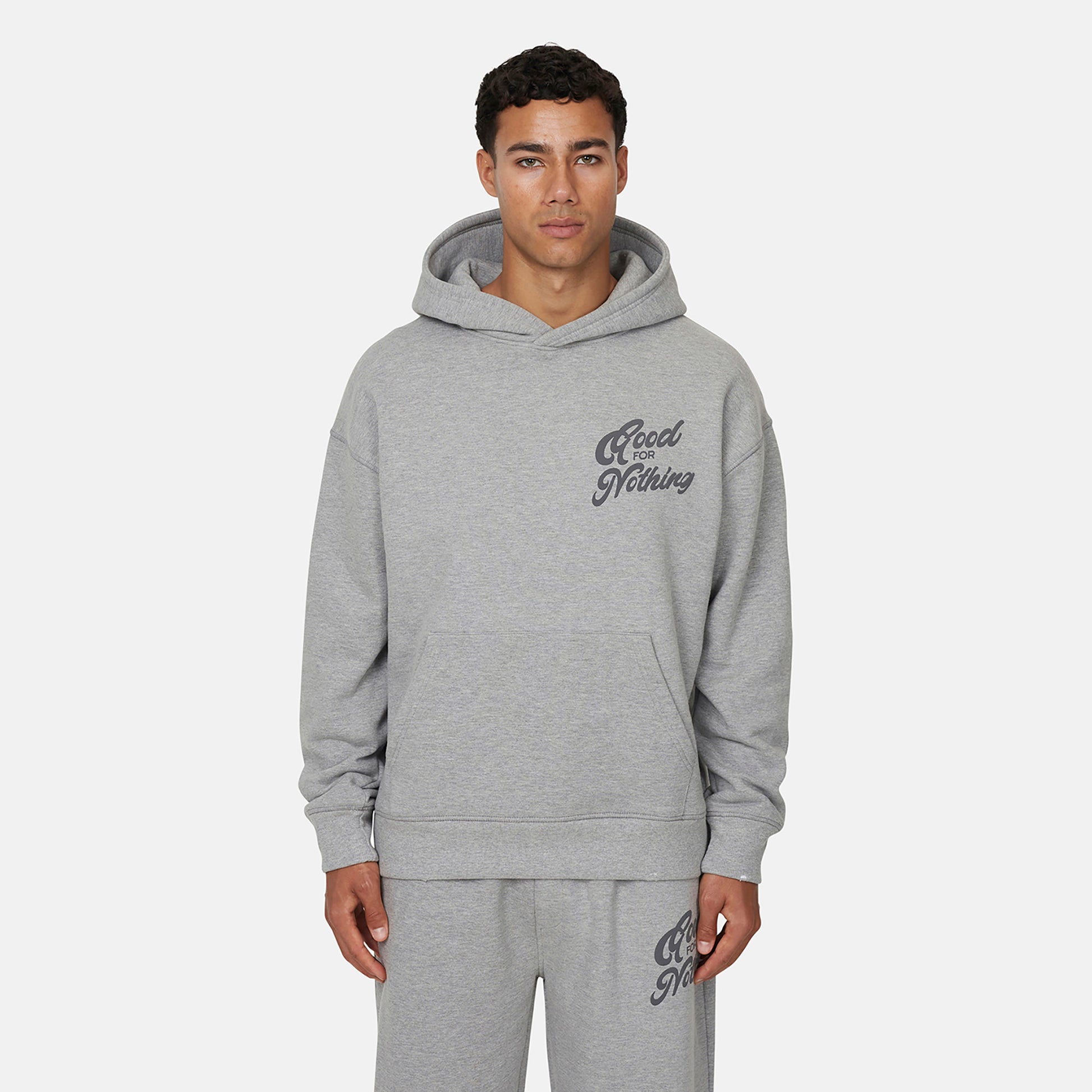 Good For Nothing  Grey Relaxed Hoodie - Grey Image 1