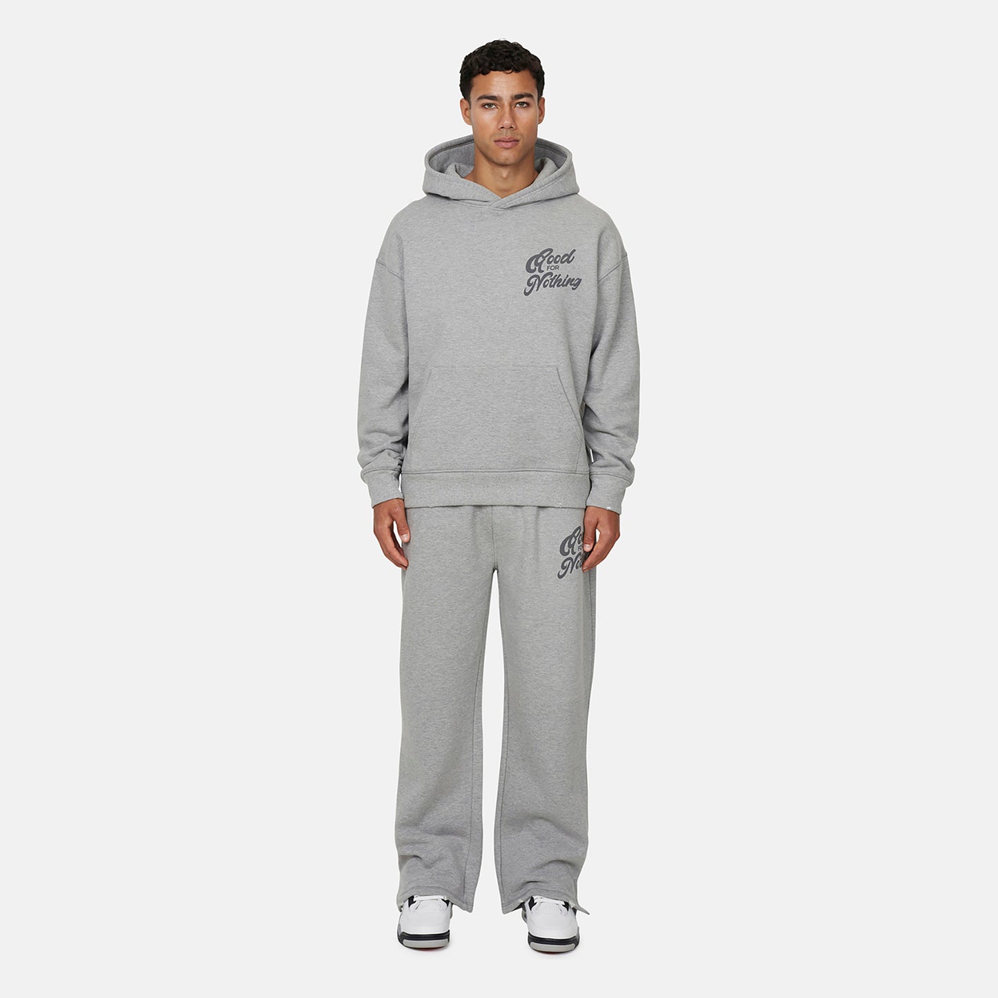 Good For Nothing  Grey Relaxed Hoodie - Grey Image 3
