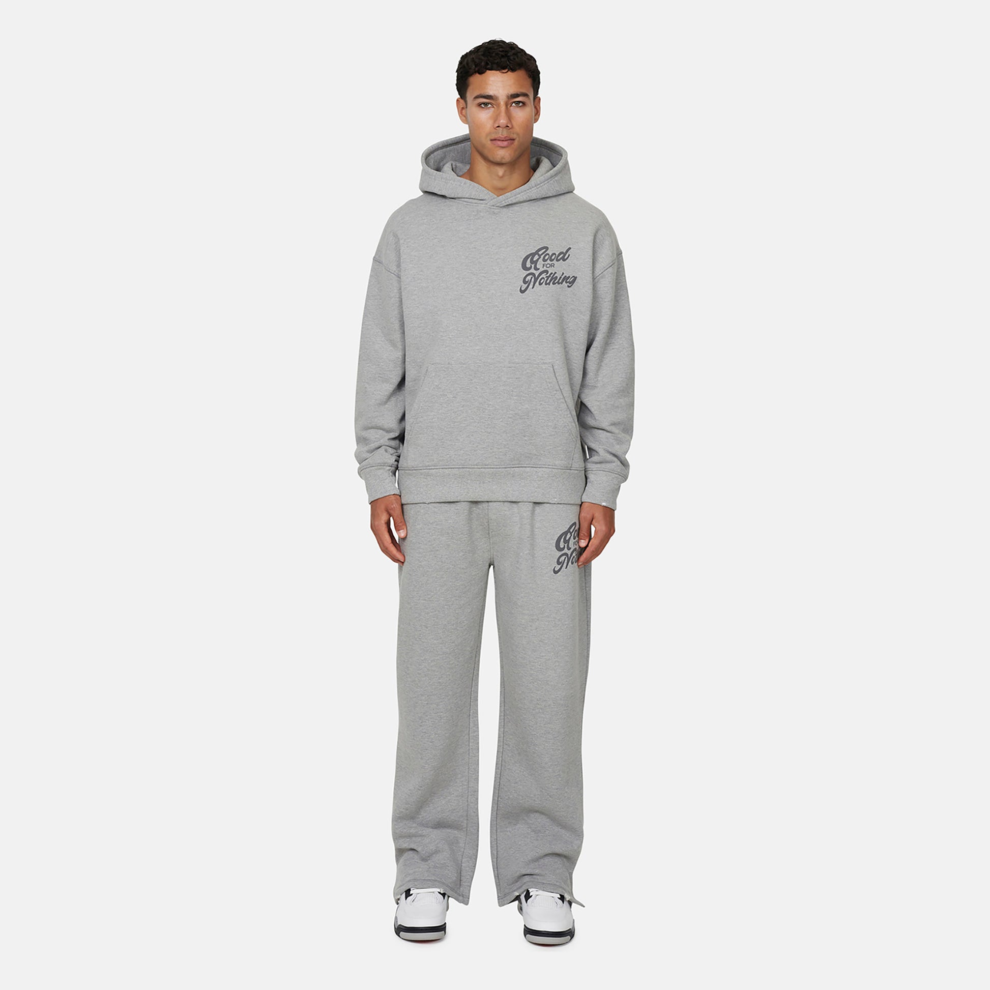 Good For Nothing  Grey Relaxed Hoodie - Grey Image 3