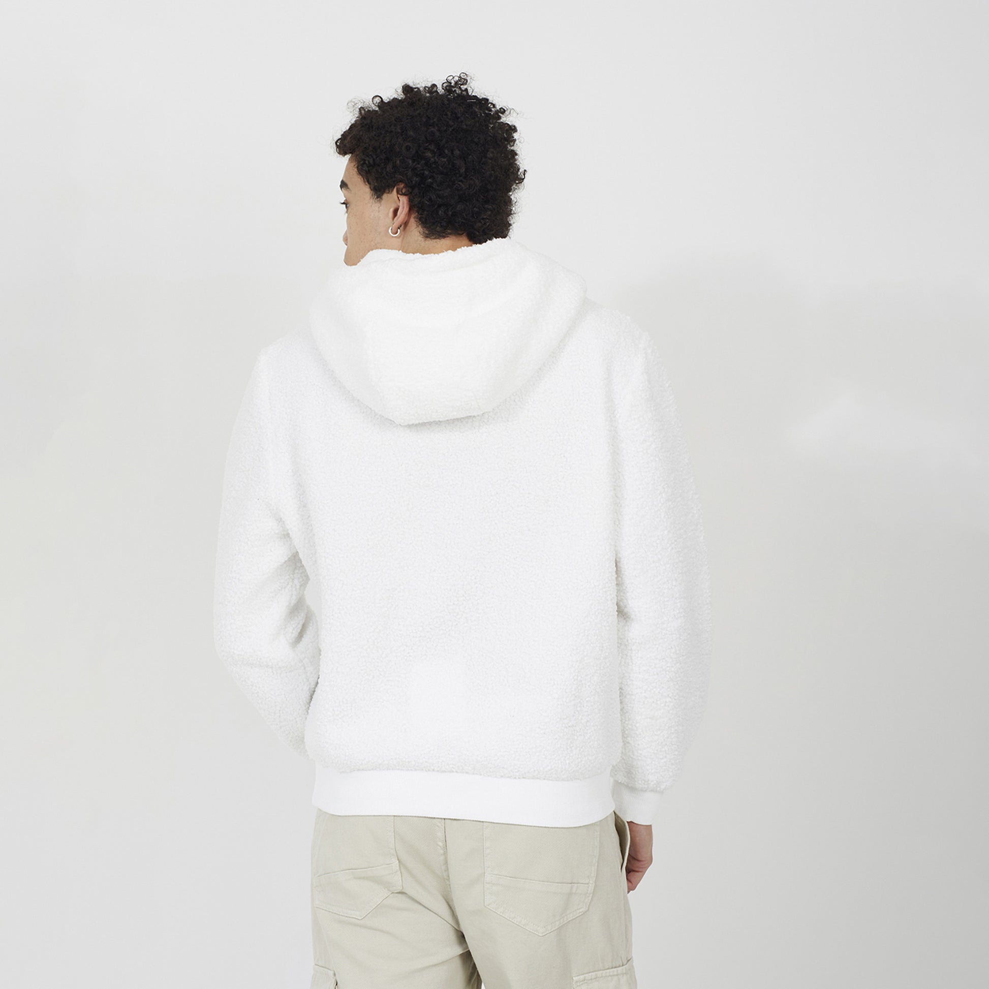 Brave Soul Cream Teddy Fleece Hoodie - Cream Image 2