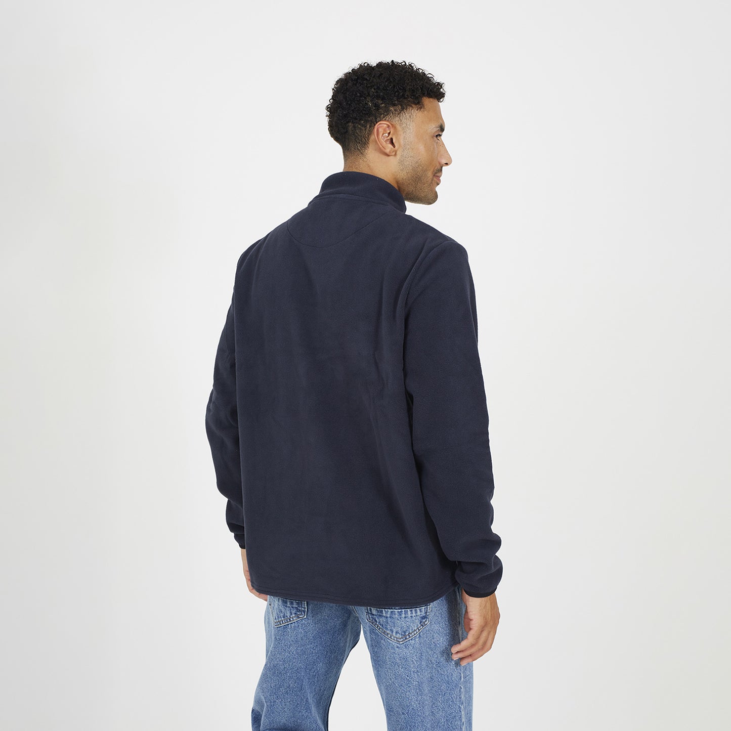 Brave Soul Navy Contrast Quarter Zip Fleece - Navy Image 2