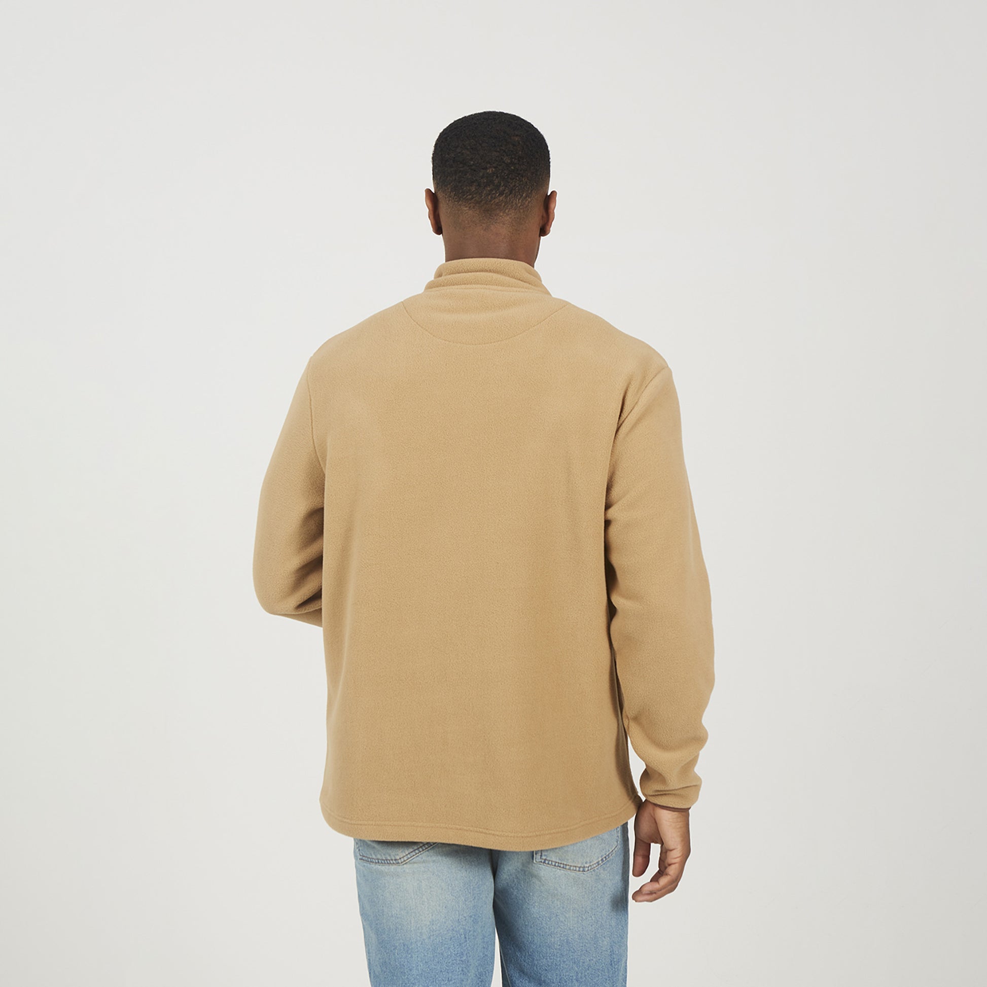 Brave Soul Tan Contrast Quarter Zip Fleece - Tan Image 2