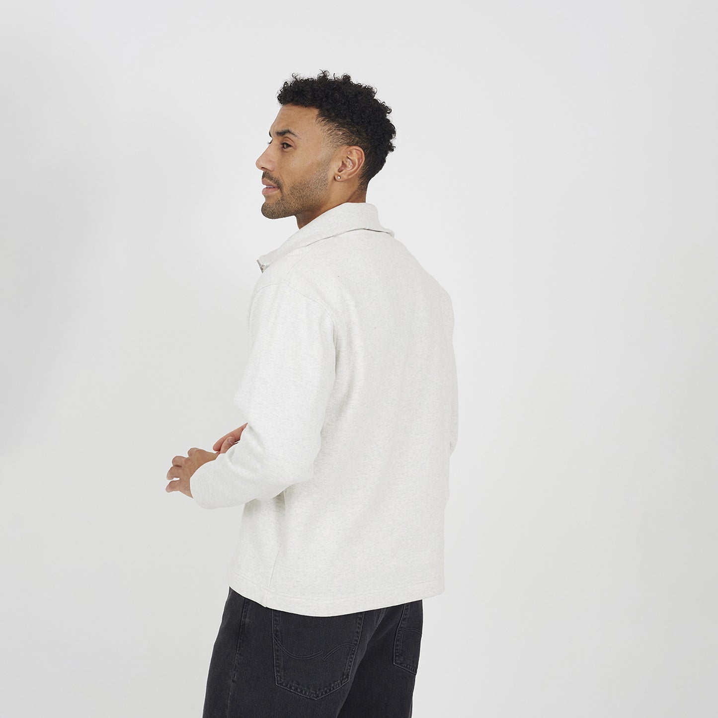 Brave Soul Natural High Funnel Neck 1/4 Zip Sweatshirt - Natural Image 2