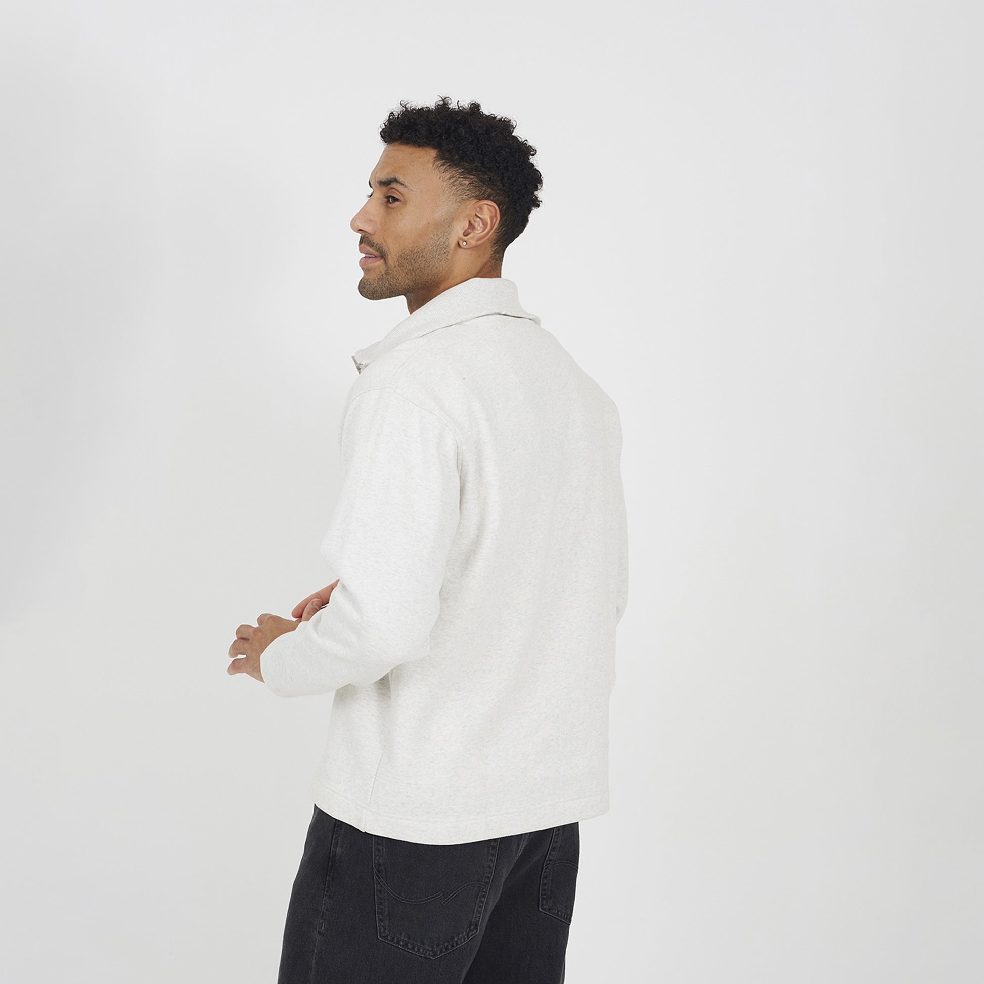 Brave Soul Natural High Funnel Neck 1/4 Zip Sweatshirt - Natural Image 2