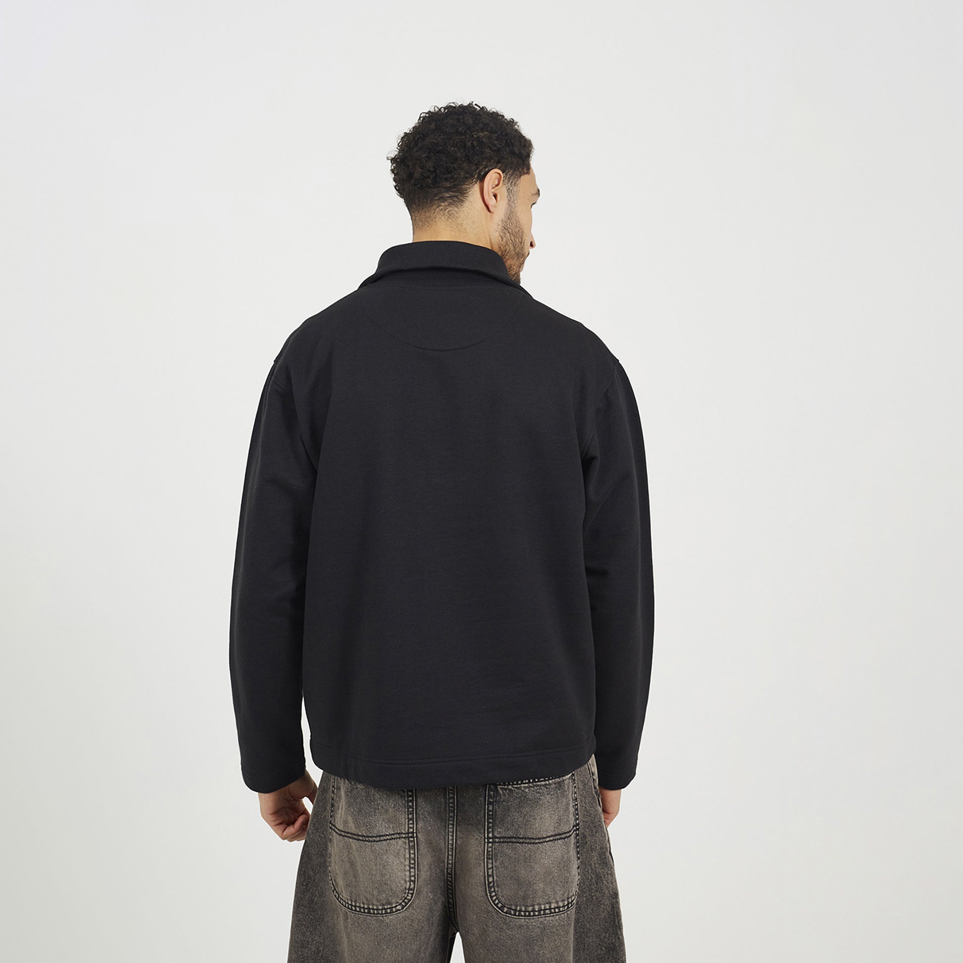 Brave Soul Black High Funnel Neck 1/4 Zip Sweatshirt - Black Image 2