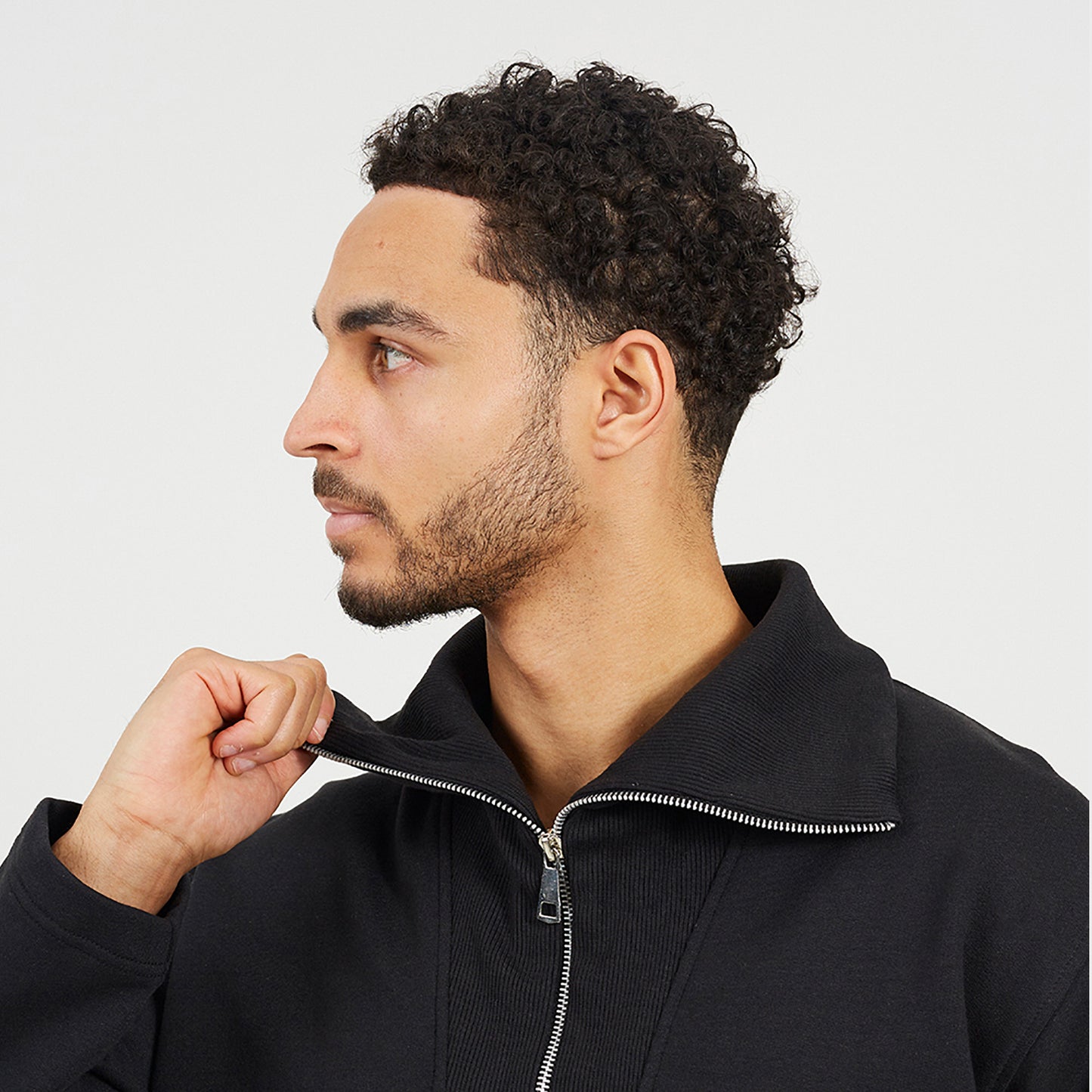 Brave Soul Black High Funnel Neck 1/4 Zip Sweatshirt - Black Image 4